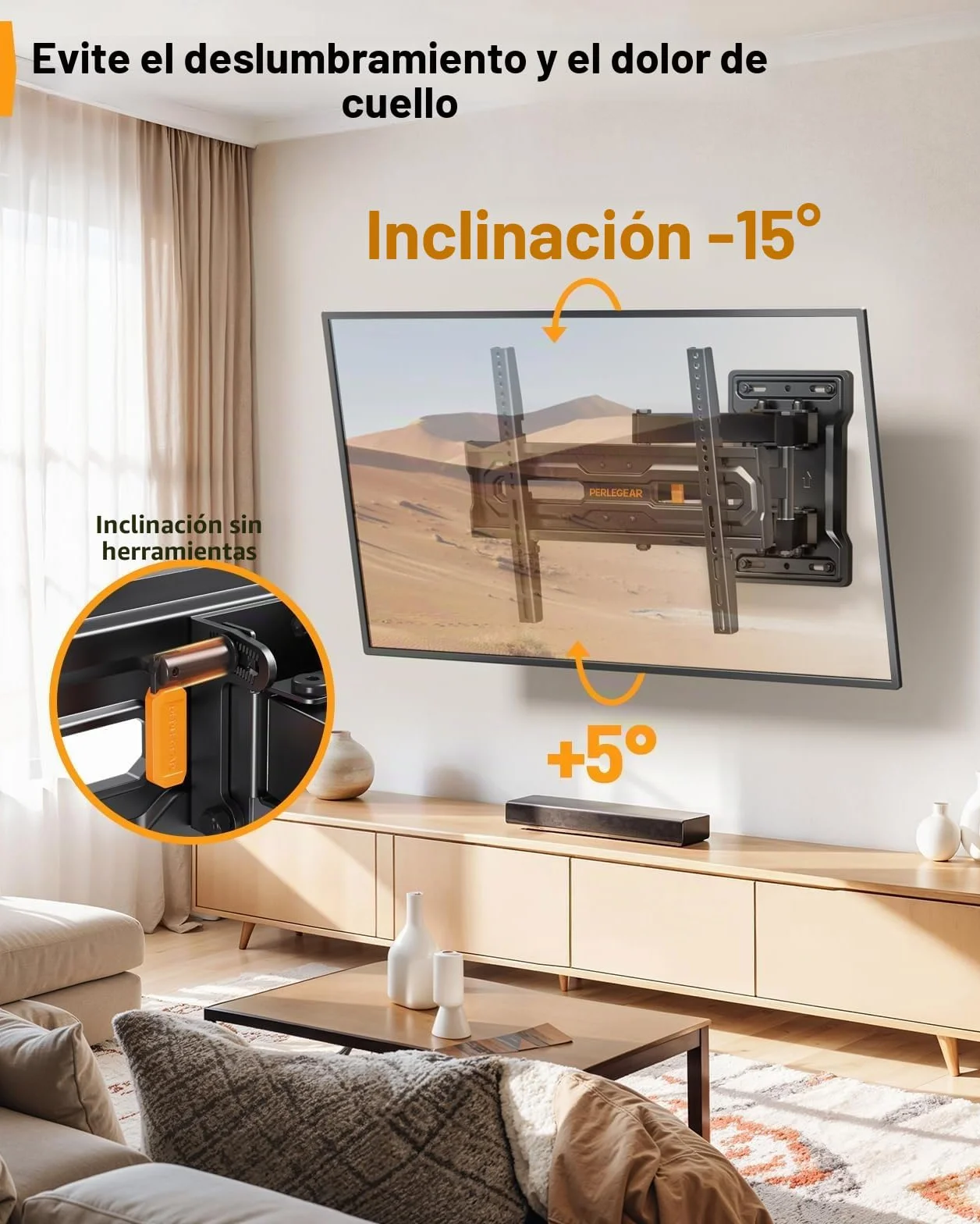 Perlegear Soporte TV Pared Movimiento Completo 23-70 Pulgadas 50 kg MAX VESA 400x400mm PGMF18