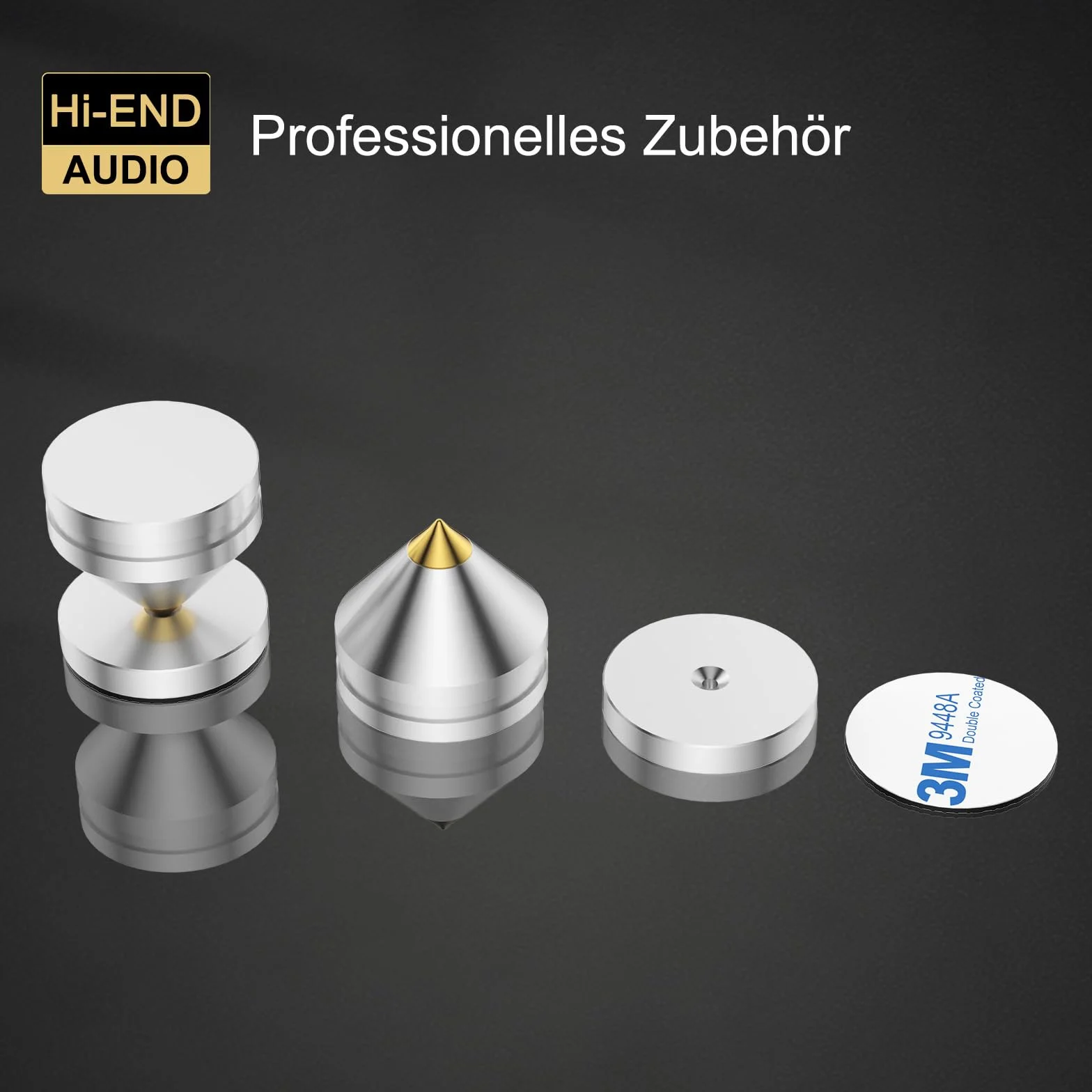 Pack de 8 clavijas para altavoces, soportes de altavoz, amplificador de audio HiFi DAC CD Aislamiento Stand Cone Feet Shockproof Base Pad pies de aleación de aluminio (plata)