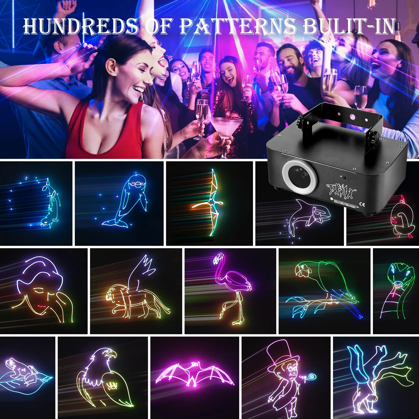 3D Animación Luces Discoteca, DJ RGB Luces Discoteca, DMX Sonido Activado Luces De Fiesta, Luces con Mando a Distancia, Luz Estroboscópica con Control Remoto para Fiesta Party Boda Escenario