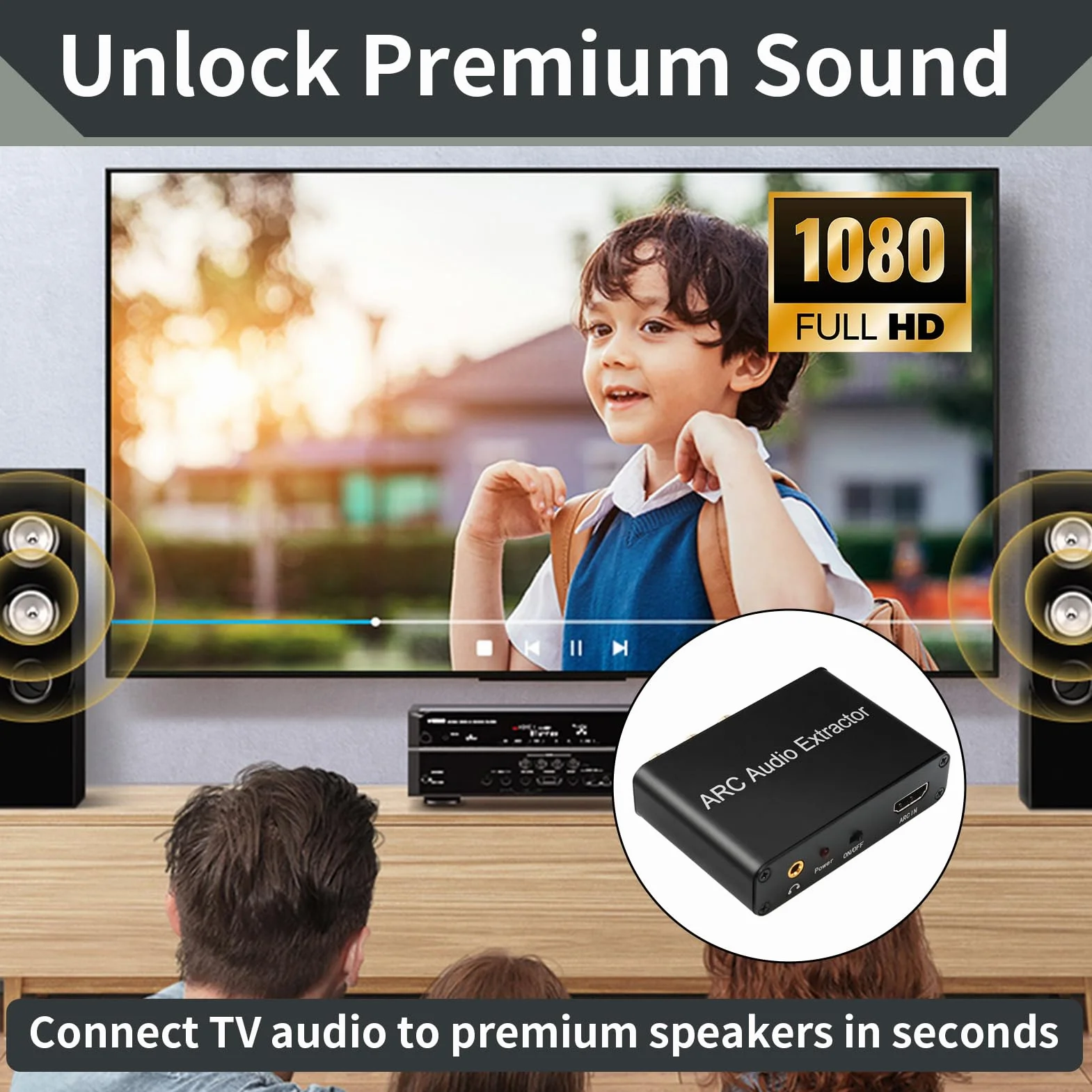 Extractor Audio HDMI ARC DAC 192kHz Óptico Toslink Coaxial a RCA L/R 3.5mm Jack