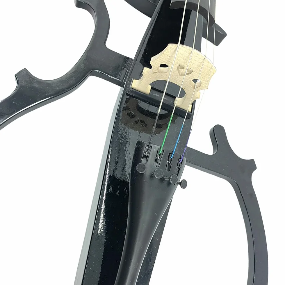 Juego de violonchelo eléctrico de tamaño completo 4/4 para principiantes (incluye bolsa ligera para violonchelo, auriculares estéreo, lazo de violonchelo premium, puente, colofonia) para