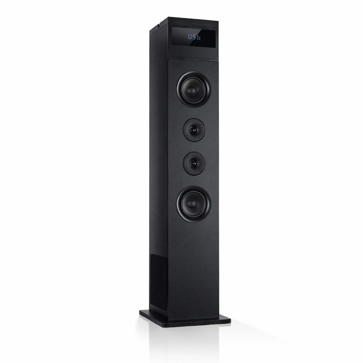 AUNA Karaboom 100 - Sistema de Altavoces 2.1, Altavoz de Torre, Altavoz 2.1, Altavoz Vertical, 120 W, Bluetooth, Puerto USB 2 en 1, MP3, Entrada AUX, Soporte para Tablet, Antracita