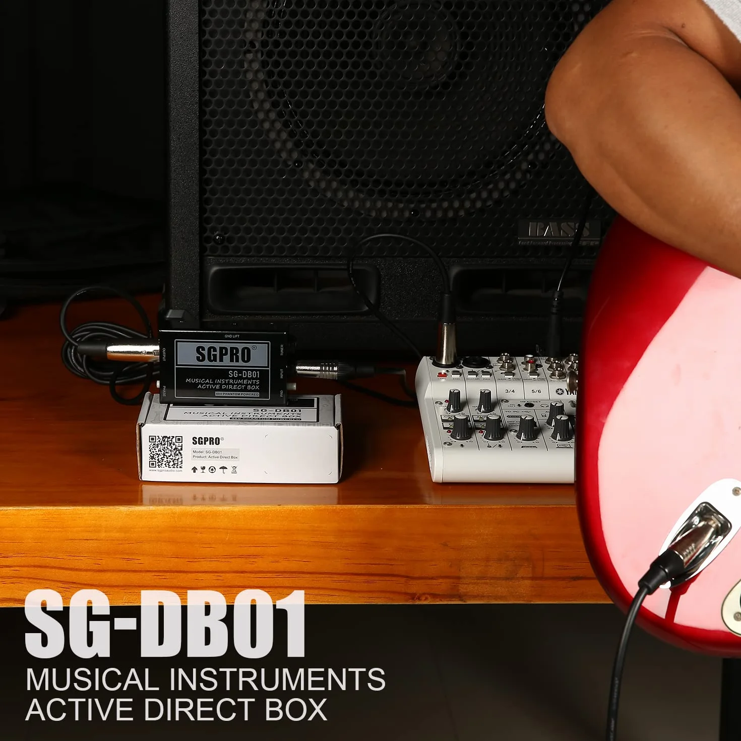 SGPRO Active Direct Box, DI Box para Instrumentos en Vivo o de Grabación como Guitarra y Teclado Actuación en Vivo o Estudio 1/4 de Pulgada a XLR, Alimentado por Fantasmas y Levantamiento de Tierra
