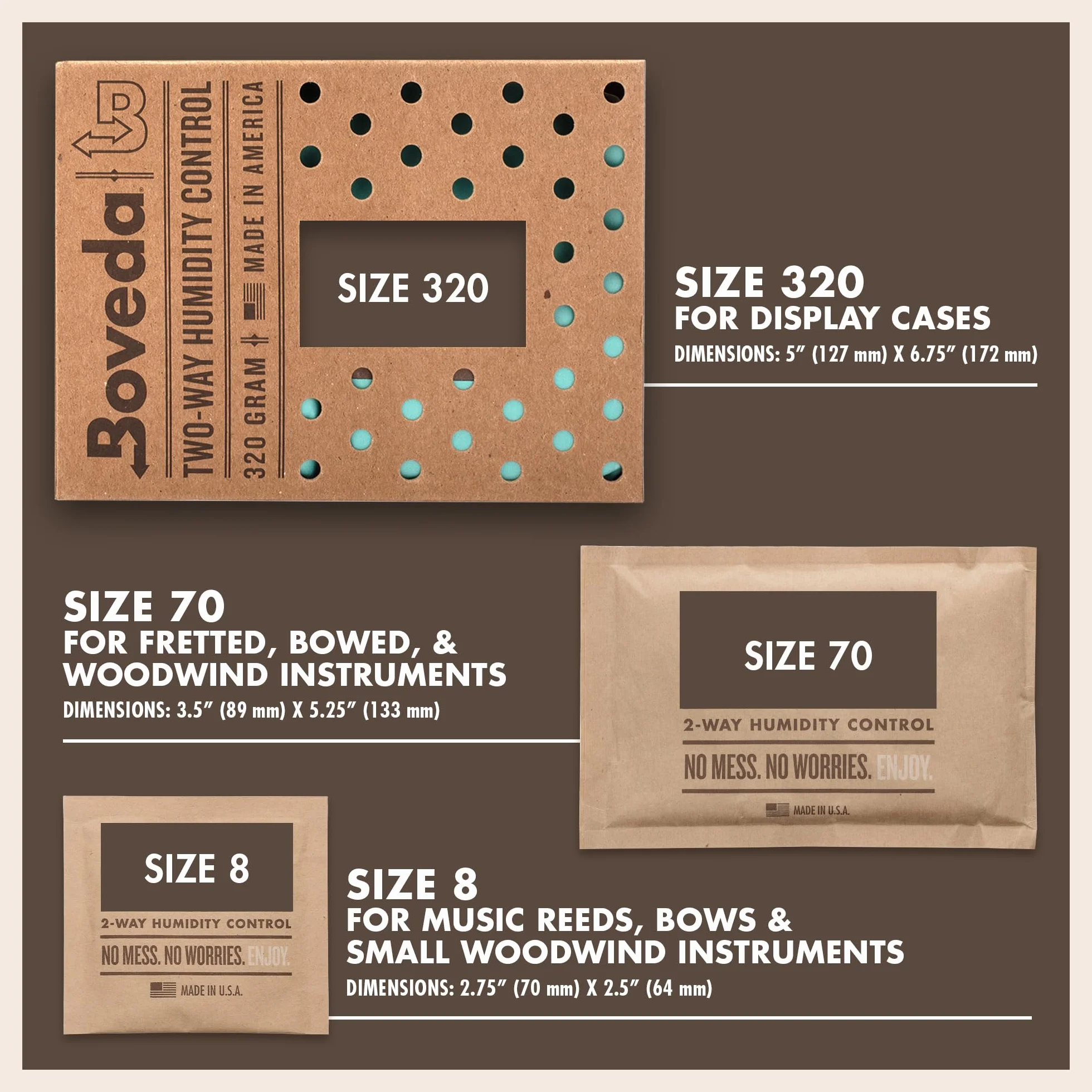 Boveda Kit de iniciación de música grande – (3) 49% RH estándar Boveda – control de humedad bidireccional ideal para la mayoría de los climas, para guitarras y otros instrumentos de madera grandes