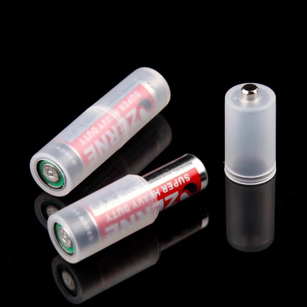 Puco 4 adaptadores de batería de tamaño AAA R03 a AA LR6 + caja de plástico