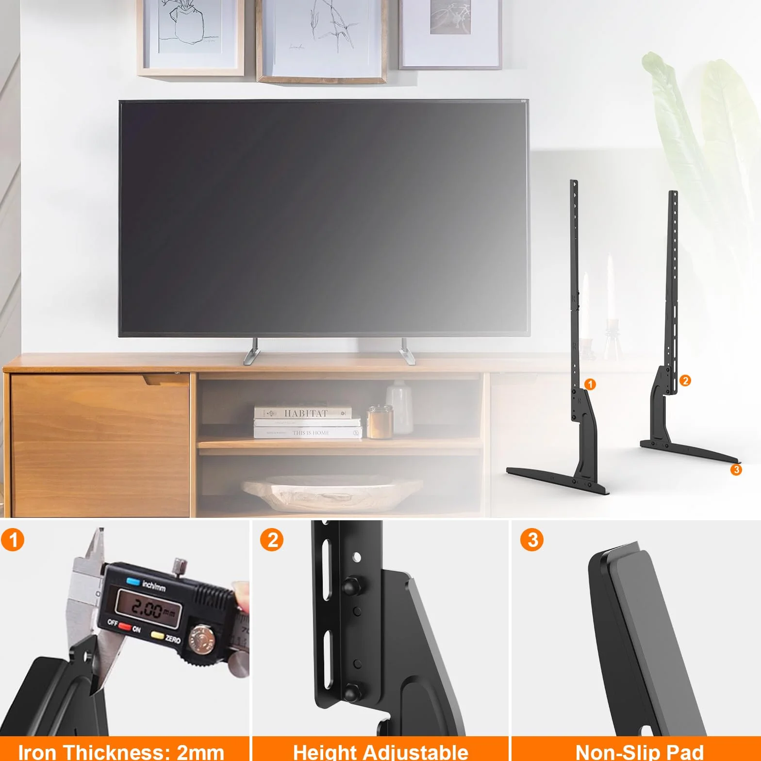 GRIFEMA Soporte TV Pie para Pantallas 22"-80" LED/OLED/Curva/Plana, Carga Máx. 50 kg, VESA 800x400mm Negro