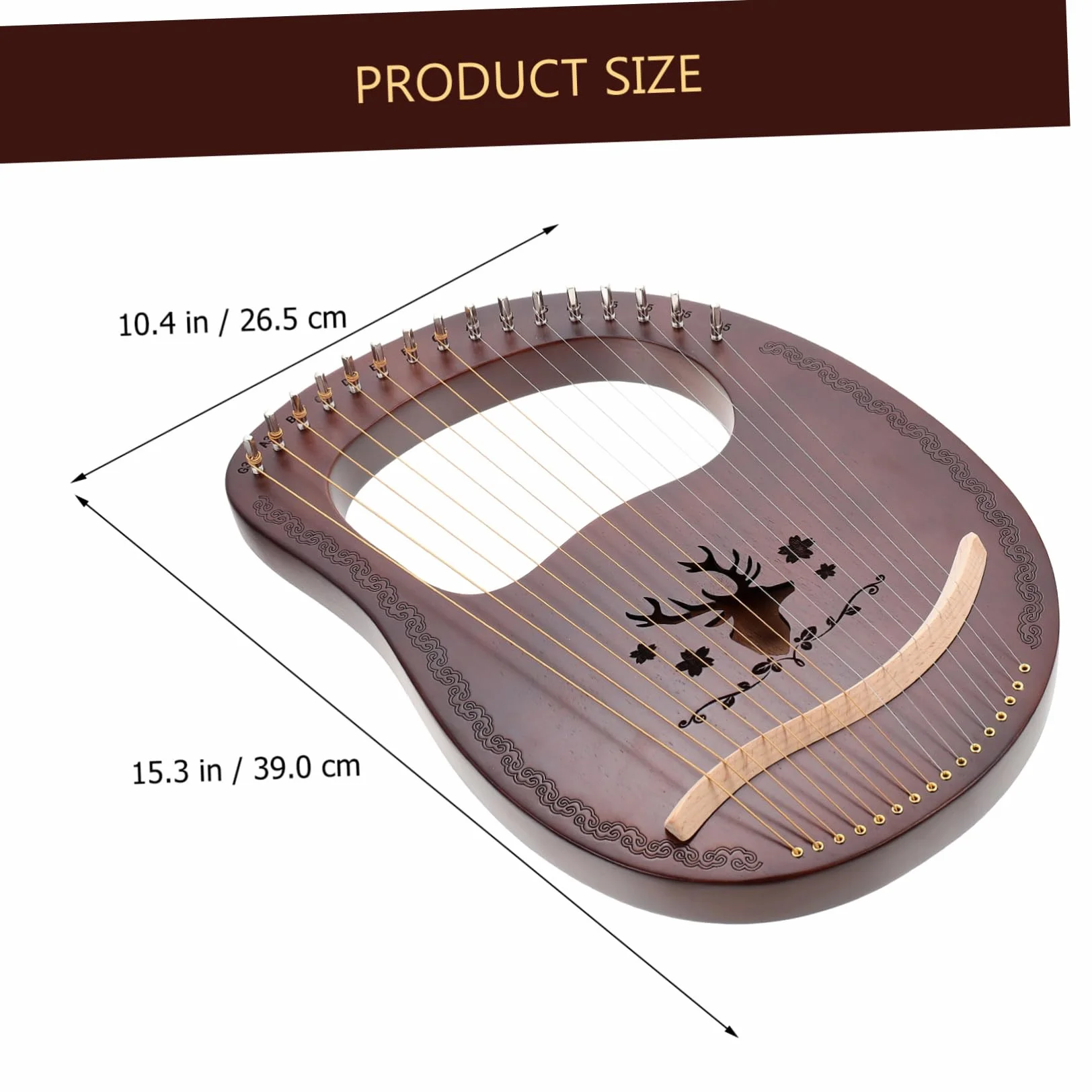 Yardwe Arpa de Lira de Madera de Tonos Arpa de Lira de Estilo Antiguo Instrumento de Cuerda para Tocar Manos para Música Tradicional