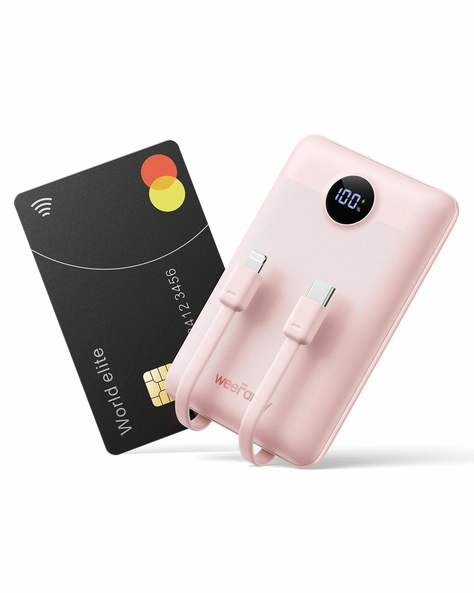 Mini Cargador Portátil para iPhone 10000mAh Slim PD 22.5 W de Carga Rápida con Cables Integrados, Viaje Esencial USB C Batería Pequeña Compatible con iPhone y Android (Rosado)