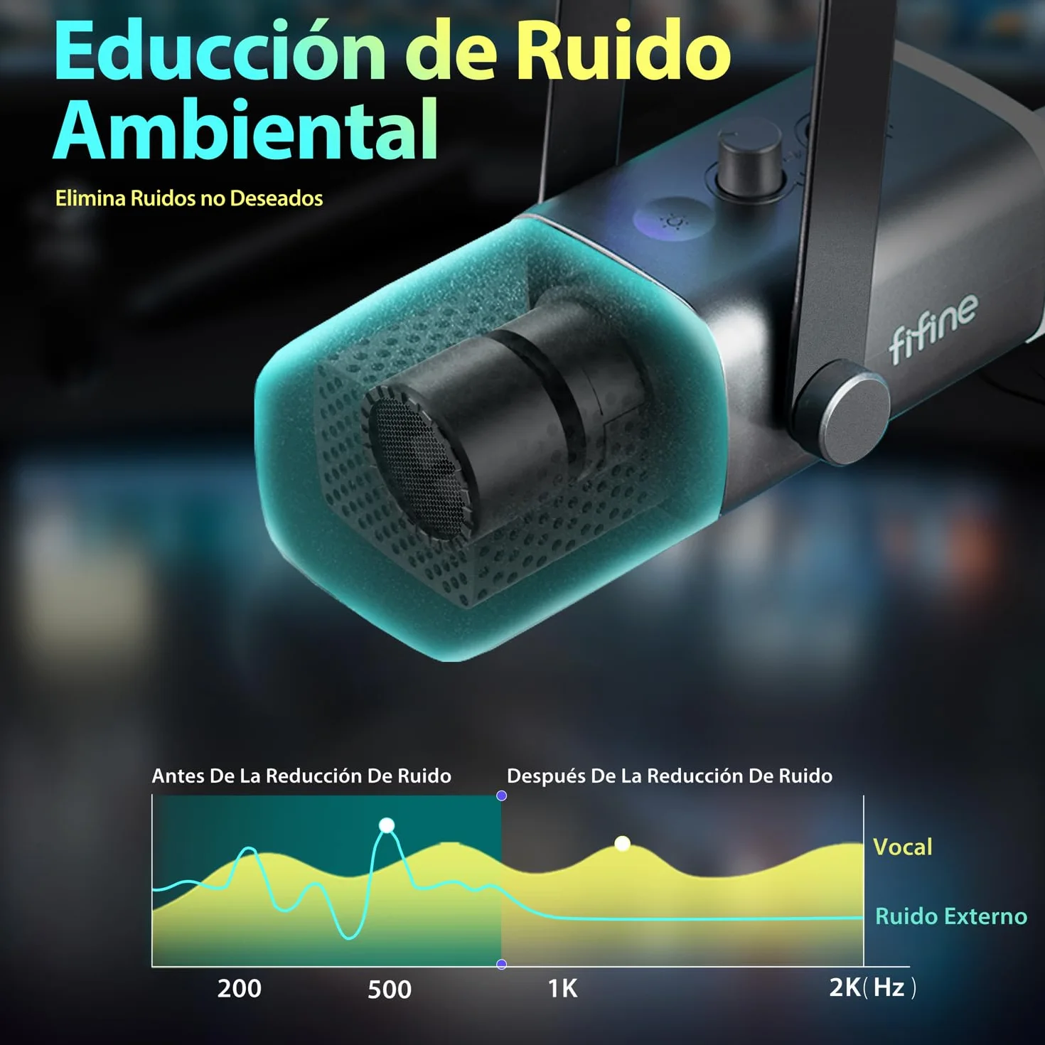 FIFINE XLR USB Microfono Gaming per PC PS4 PS5, Streaming Micrófono de Dinámico per Podcast Studio para Estudio Grabación
