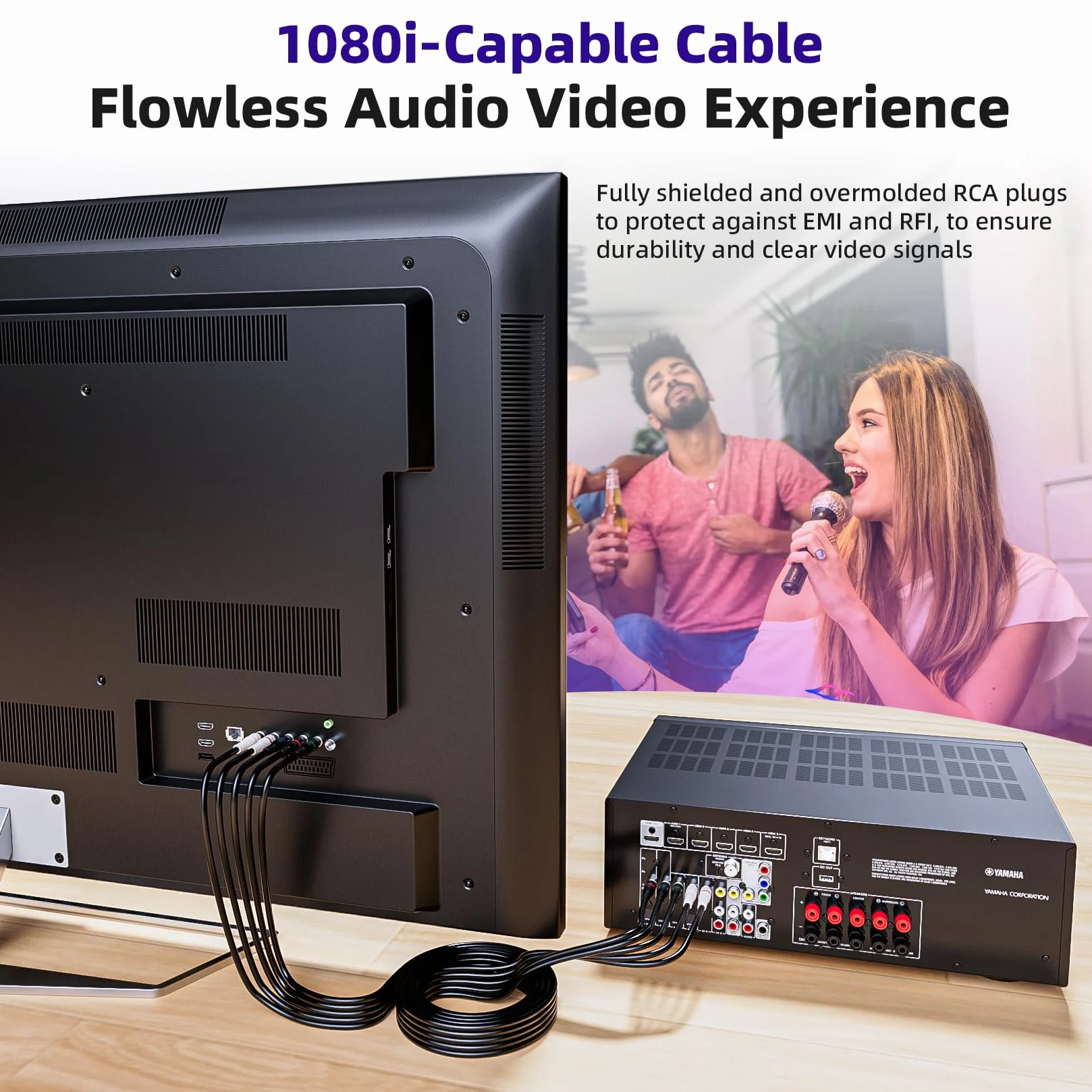 5 cables RCA de 6 pies, cable de componente RCA divisor de audio y video, YPbPr RGB AV cable 1080i macho/macho para DVD, STB, TV Box, HDTV, 1,8 m