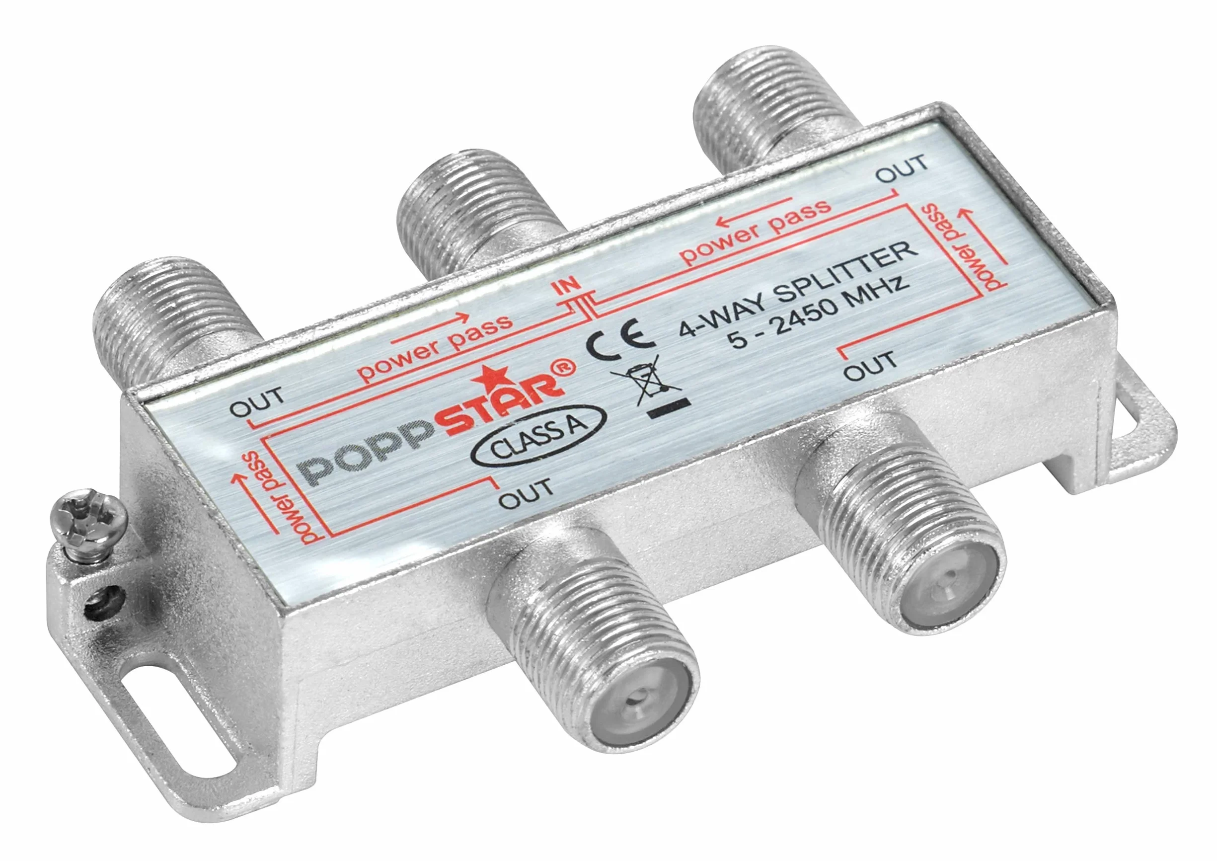 Poppstar Satellite Splitter TV de 4 Salidas (Adecuado para análogo, Digital, unicable, HD, 4K), Mezclador satelite para Cable, TV, Radio, LNB