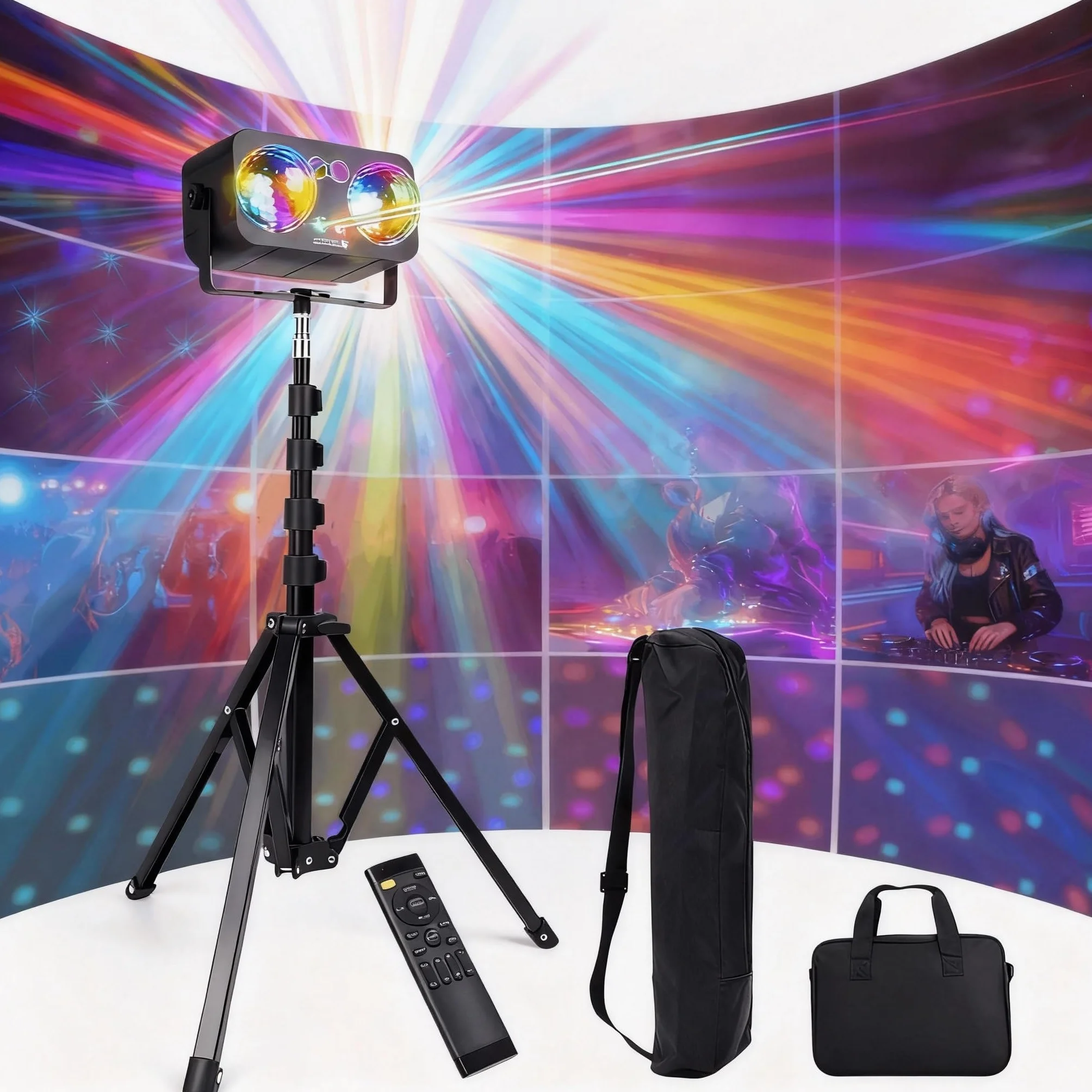 Juego de luces para noche 6 en 1 con trípode y mando a distancia, juegos de luces dj LED portátiles para fiestas, DJ, fiestas, escenas y eventos en casa