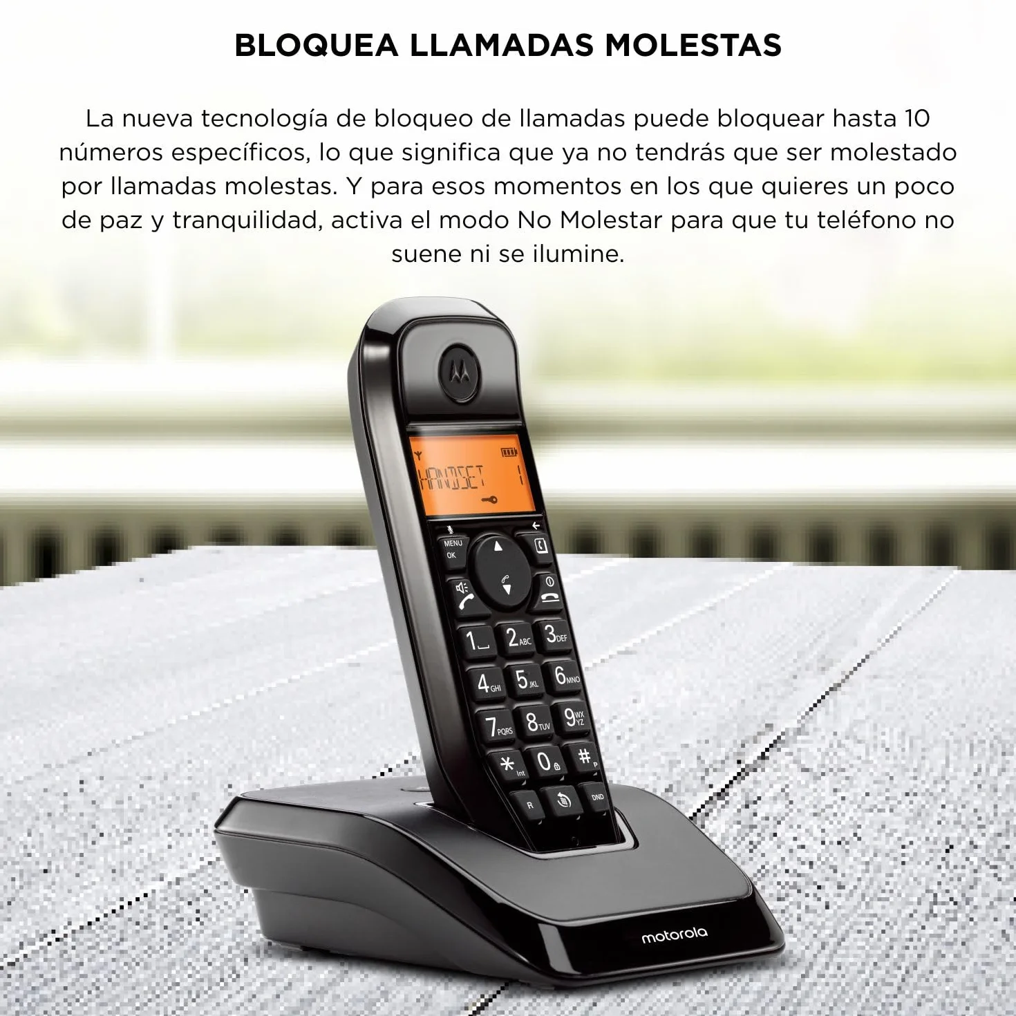 Motorola S1201 Teléfono Inalámbrico Digital Serie S12 con Bloqueo de Llamadas y Manos Libres