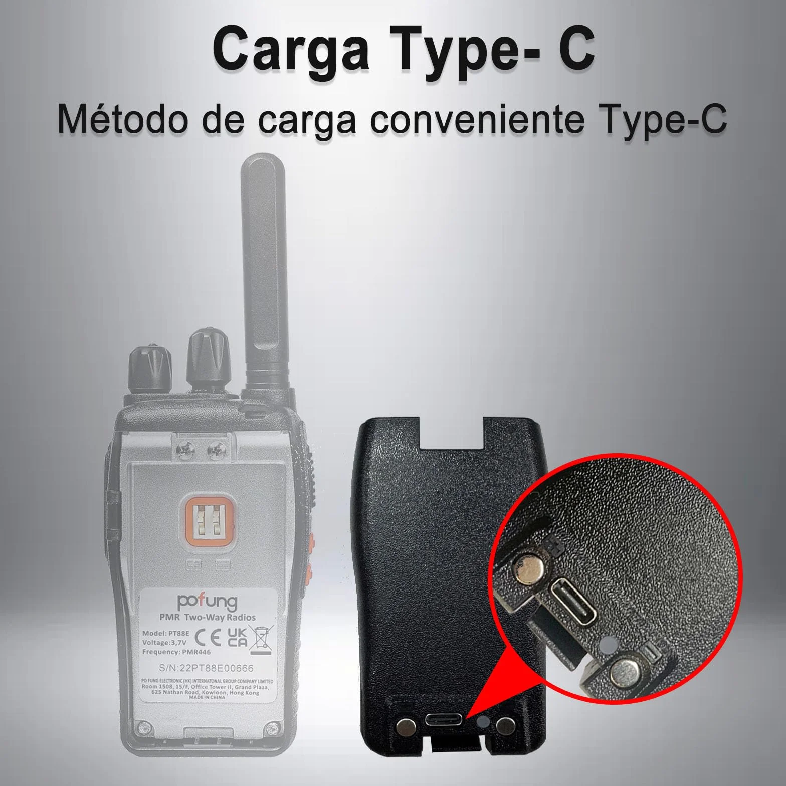 Walkie Talkie PMR446 Licencia Libre Pofung PT88E Radio Comunicador, 16 Canales Walkis Profecionales 1500mAh Walkie Talkie Largo Alcance Radio Portátil,para Adultos Senderismo (Negro, 4 Piezas)