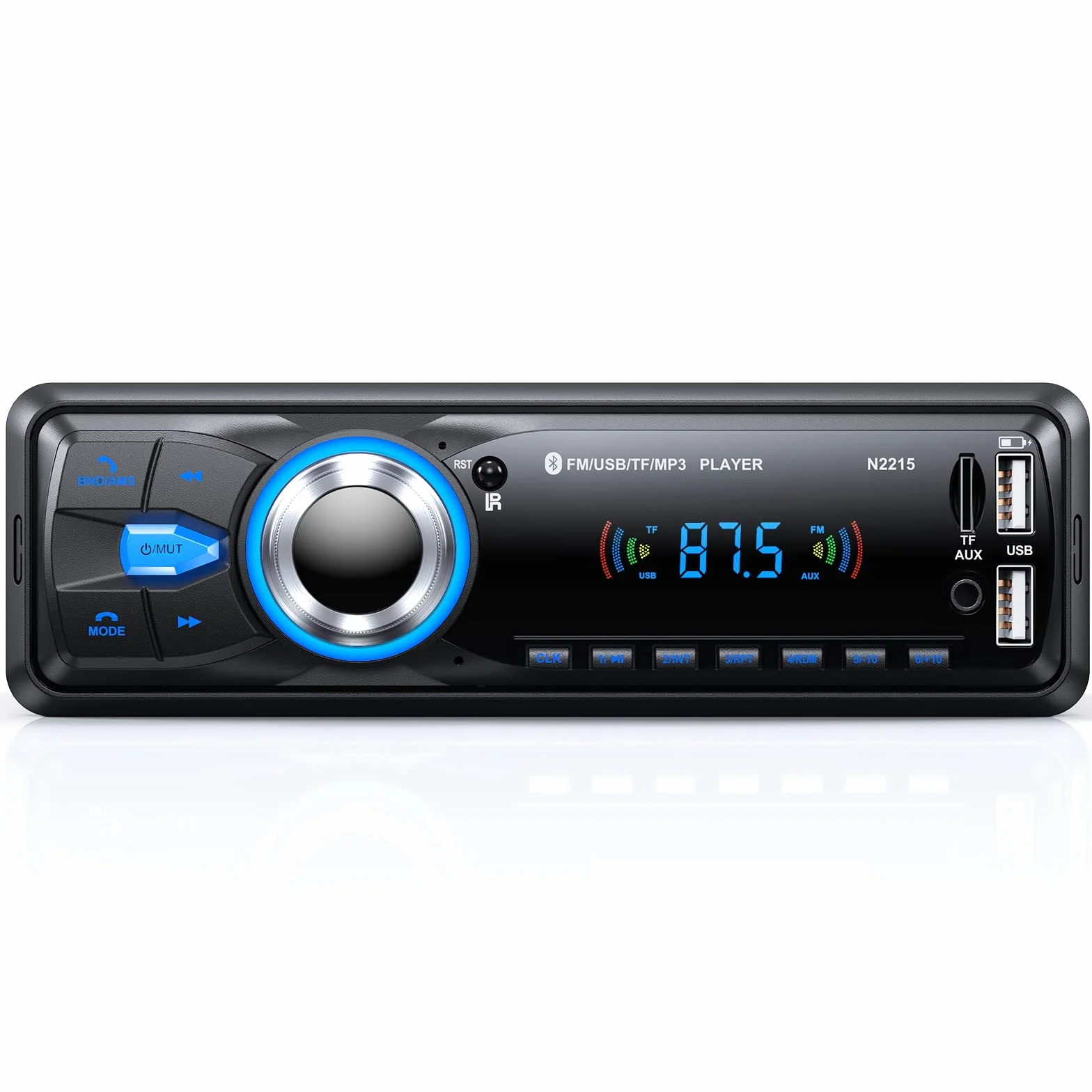 Radio Coche Bluetooth 5.0 Manos Libres, Chismos Autoradio Coche Bluetooth Pantalla1 DIN FM Radio soporta MP3/AUX/2USB/Control Remoto/Carga Rápida (Sin RDS/CD/DVD)