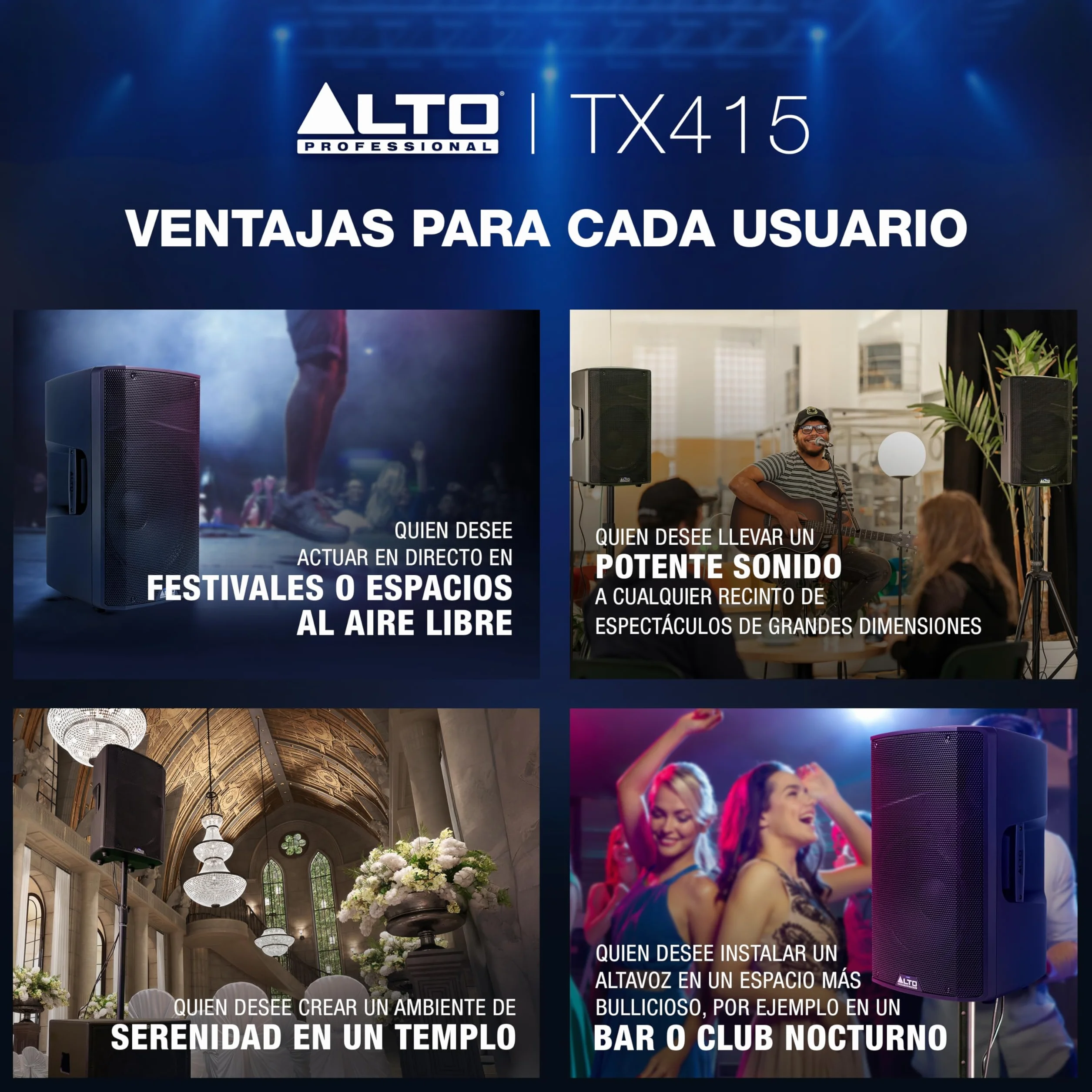 ALTO TX415 Altavoz Autoamplificado 700W 15 Pulgadas con TWS por Bluetooth, Mesa de Mezclas de 2 Canales, para Actuaciones de DJ o de Bandas al Aire Libre, Estudios de Ensayo, Recintos o Eventos