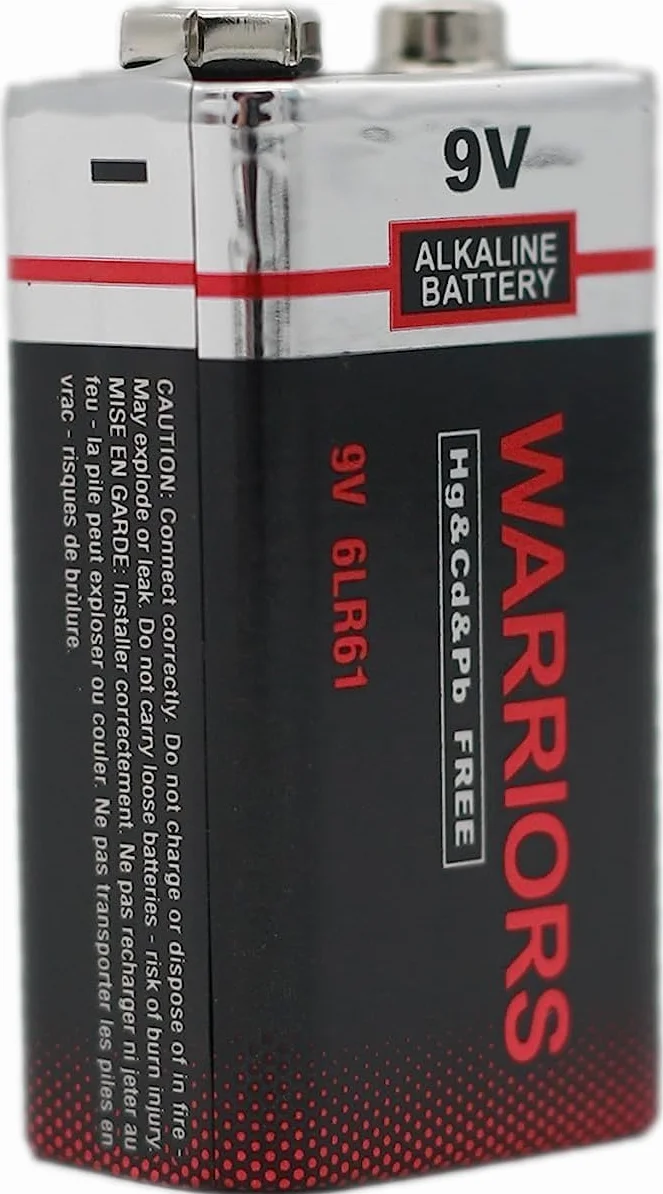 Warriors Batería Alcalina 9V 6LR61 6F22 PP3 MN1604 Larga Duración para Detectores de Humo