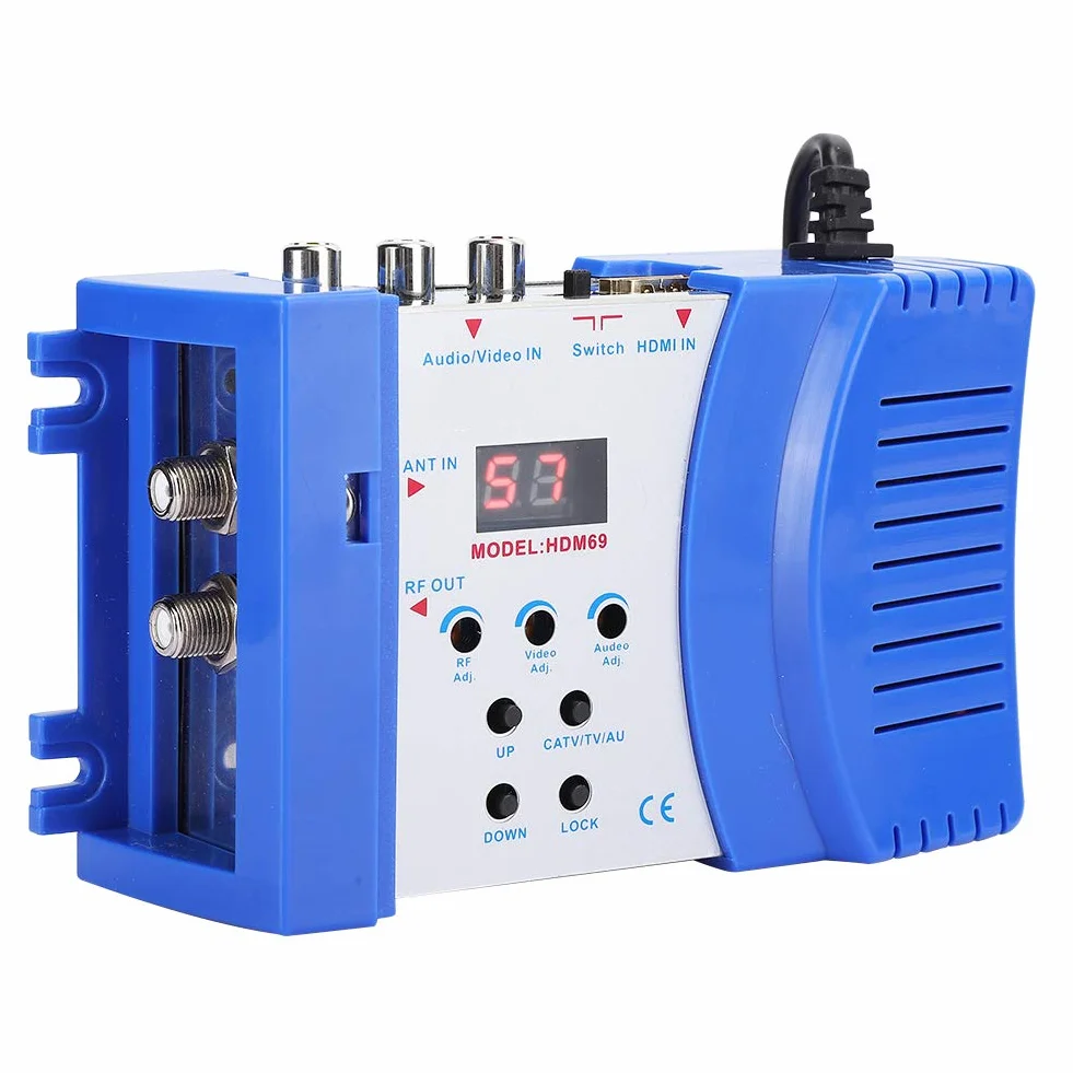 Modulador HDMI, HDM69 Profesional Modulador Digital, RF HDMI Convertidor AV a RF VHF UHF PAL NTSC Modulador Portátil Estándar, Convertidor HDMI a RF 1080p para Receptor de Satélite