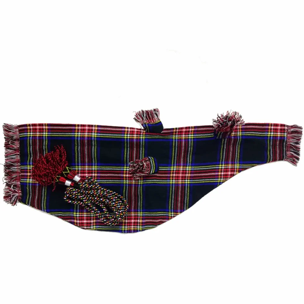 Gaita de tamaño completo para principiantes y adultos con hermoso acabado negro, canto de práctica con accesorios, tubo de bolsa para adultos (color negro STEWART tartán)