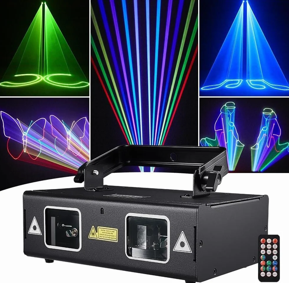 Luces de Discoteca para Fiestas，Luz Láser De Animación Luz De DJ, Fiesta De Escenario 3D RGB A Todo Color con DMX512, Sonido De Música Y Control Remoto For Bodas, Fiestas, Discotecas, Bar, Club, Escen