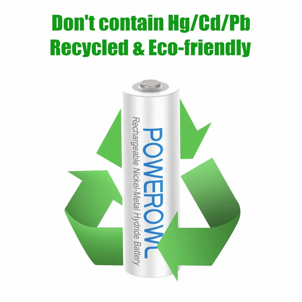 POWEROWL AAA Ni-MH 1000mAh 1.2V Pilas Recargables Alta Capacidad Baja Autodescarga (16 Piezas)