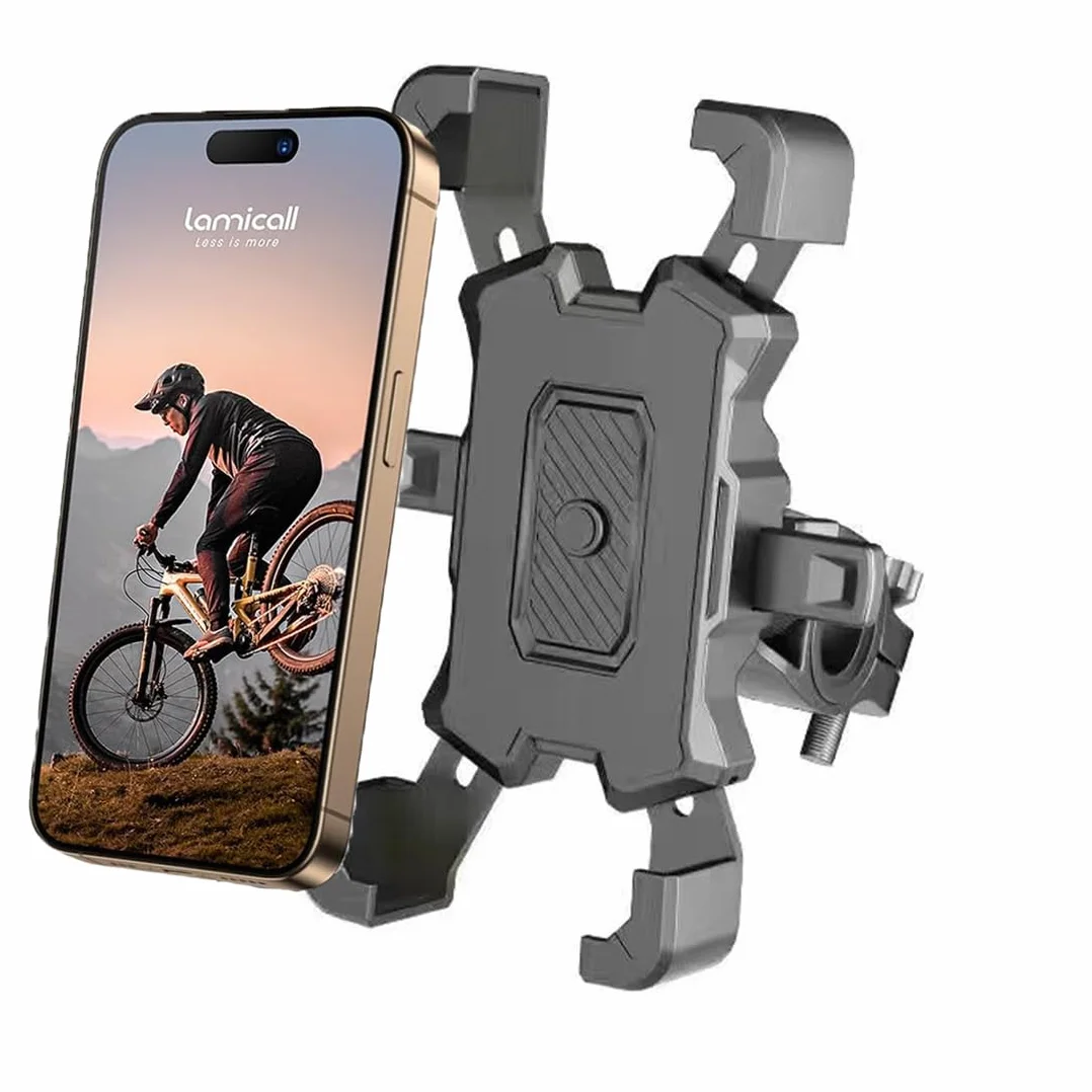 Soporte Movil Moto y Bicicleta Universal 360º - Porta Teléfono con Liberación Rápida - Ajustable, Compatible con iPhone, Samsung, Xiaomi