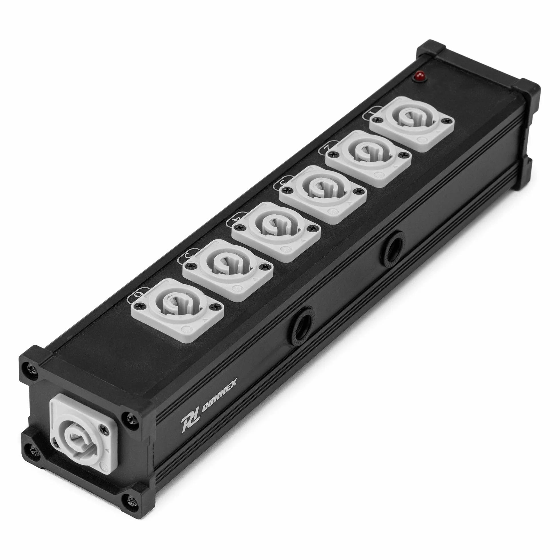 Power Dynamics Connex PSB27 Divisor PowerCon de 7 vías, solución de distribución de energía, Carcasa de Aluminio Duradera, Sistema Twist-Lock y Montaje en Truss M10, Sistemas de iluminación y Sonido