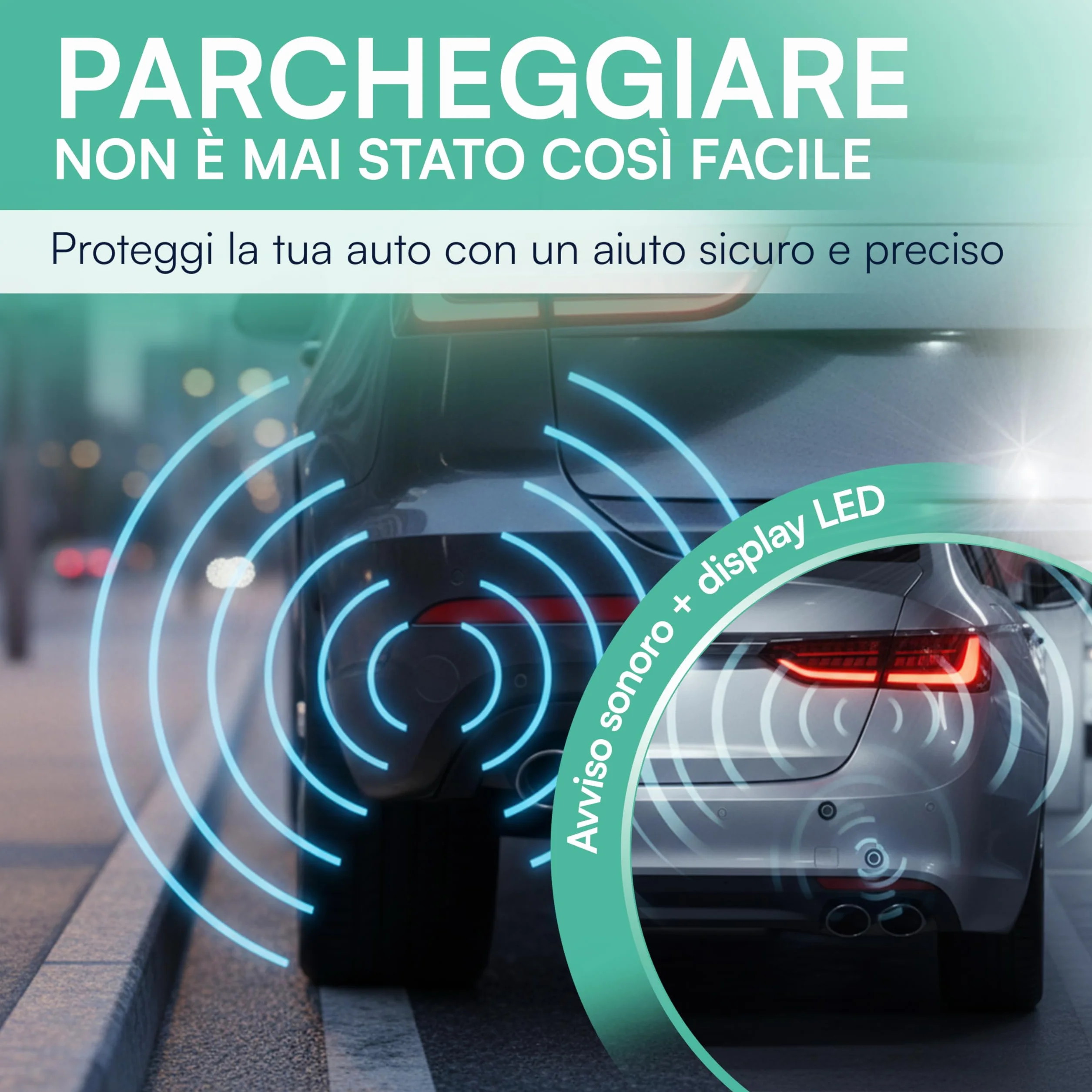 Juego de 4 sensores acústicos de aparcamiento para coche, pantalla led, se pueden pintar