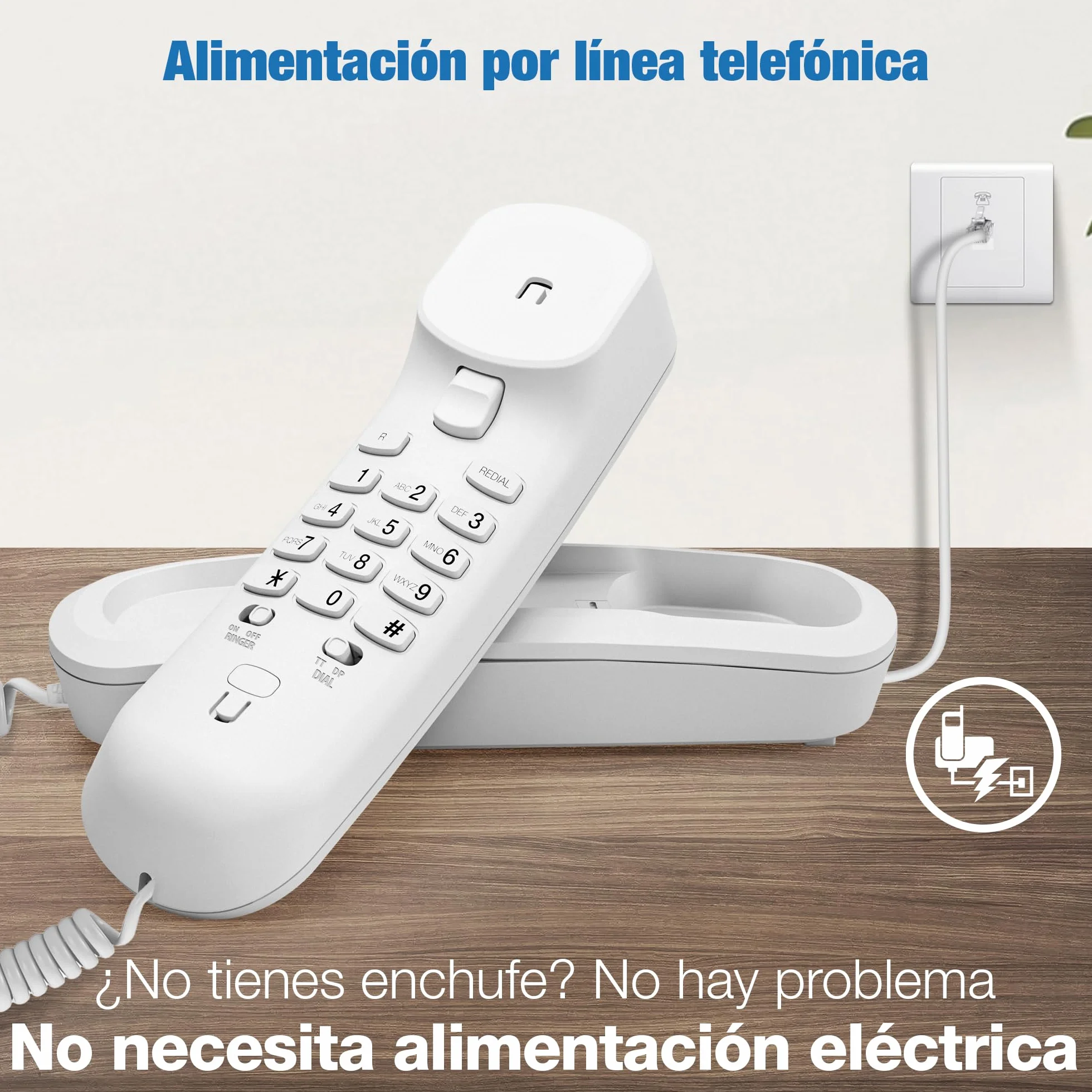VTech CD1100 Teléfono Fijo con Cable, Control Volumen Timbre y Auricular, Rellamada, Compatible Audífonos, Apto Sobremesa Pared
