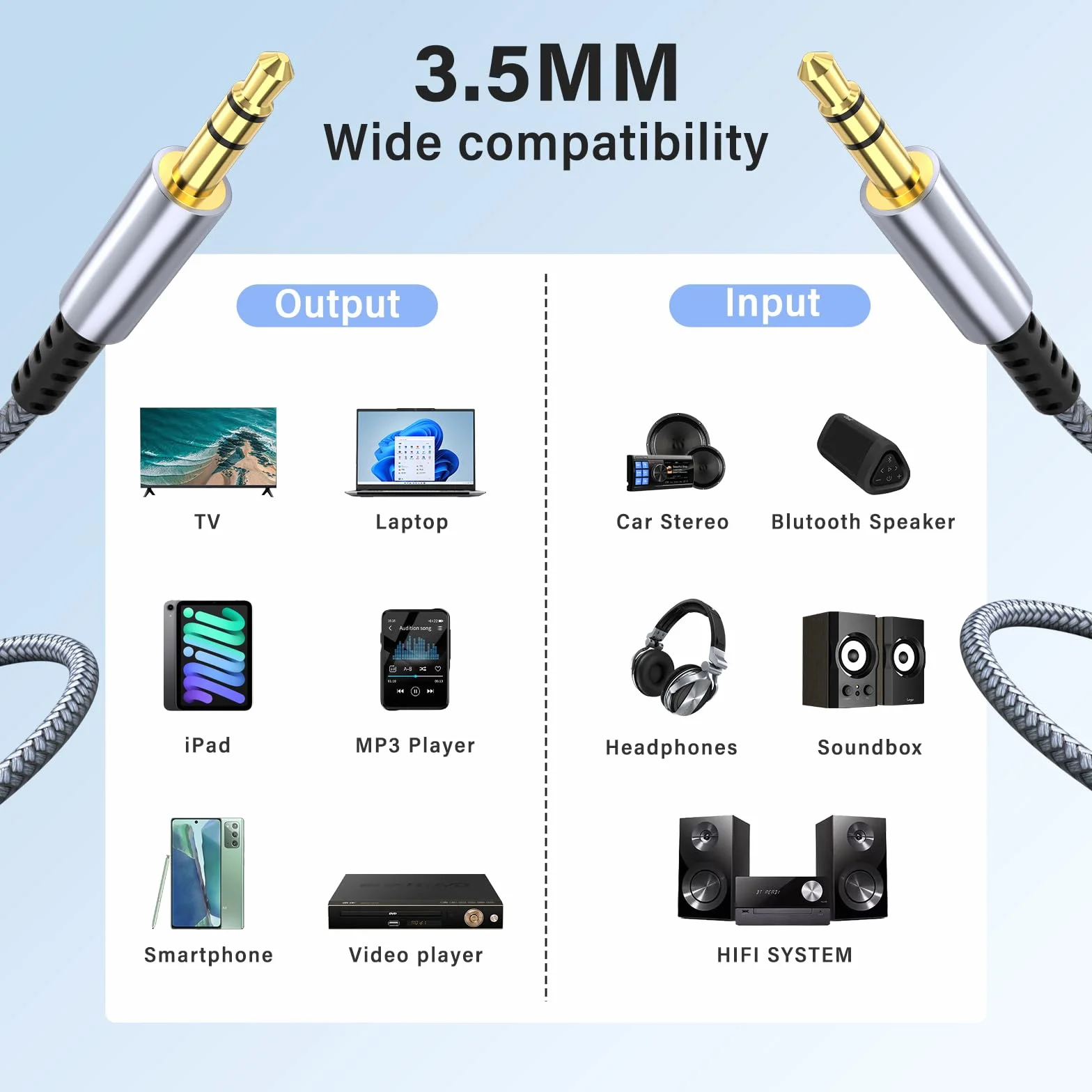 Cable Jack 3.5 Macho Macho,Cable Jack 3,5mm A Jack EstéReo jack cable 3,5 [1,2 M] jack cable Trenzado De Nailon Para Radio De Coche,Auriculares,Pc,TeléFono MóVil,Sistema EstéReo,Tableta,Mp3/Mp4 Gris