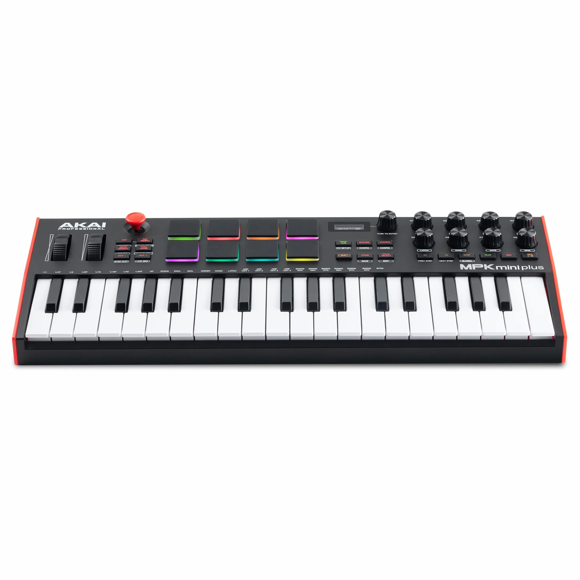 Akai Professional MPK Mini Plus - Teclado Controlador MIDI USB de 37 Mini Teclas con 8 Pads MPC, Secuenciador, MIDI/CV/Gate I/O, Software de Producción y Native Instruments Sound Package