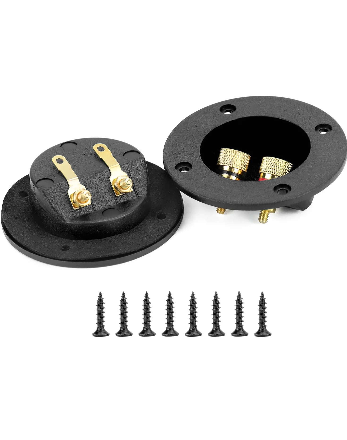 QWORK® 2 Piezas Terminal Altavoz Conector de Terminal de Caja de Altavoz, 2 Vías Terminal Altavoz Conectores de Copa de Resorte Redondos