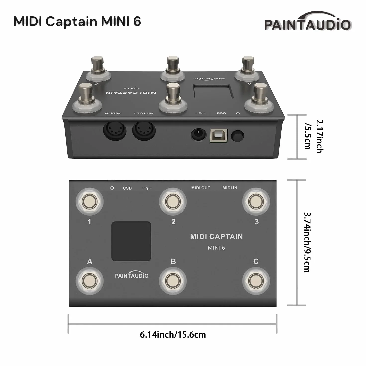 PAINTAUDIO MIDI Captain Nano 4/MINI Controlador multiefectos de teclados sintetizador USB-MIDI, software musical Bias, compatible con todos los comandantes de PC/CC/Note (MIDI Captain MINI 6)