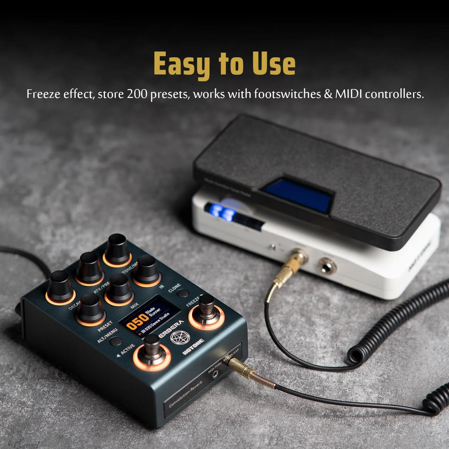 HOTONE Pedal de Reverb por Convolución de Hardware con Carga Instantánea de IR, Diseño de Doble Motor, Clonación de IR y 120 Respuestas de Impulso Integradas Verbera NC-200