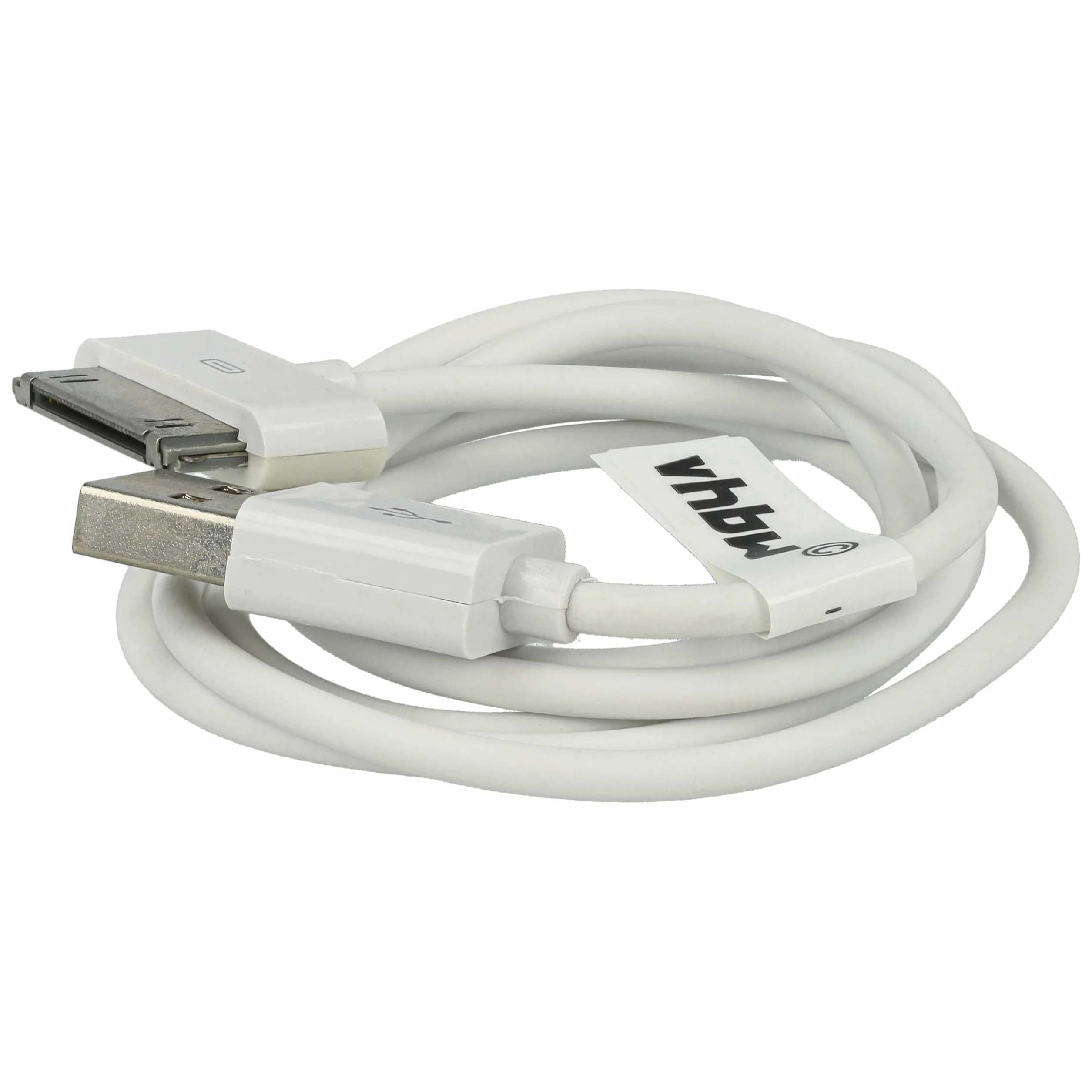 vhbw Cable de datos USB compatible con Apple iPod 7 Gen. Classic Late 2008 A1238-120Gb reproductor MP3 - blanco, 80 cm