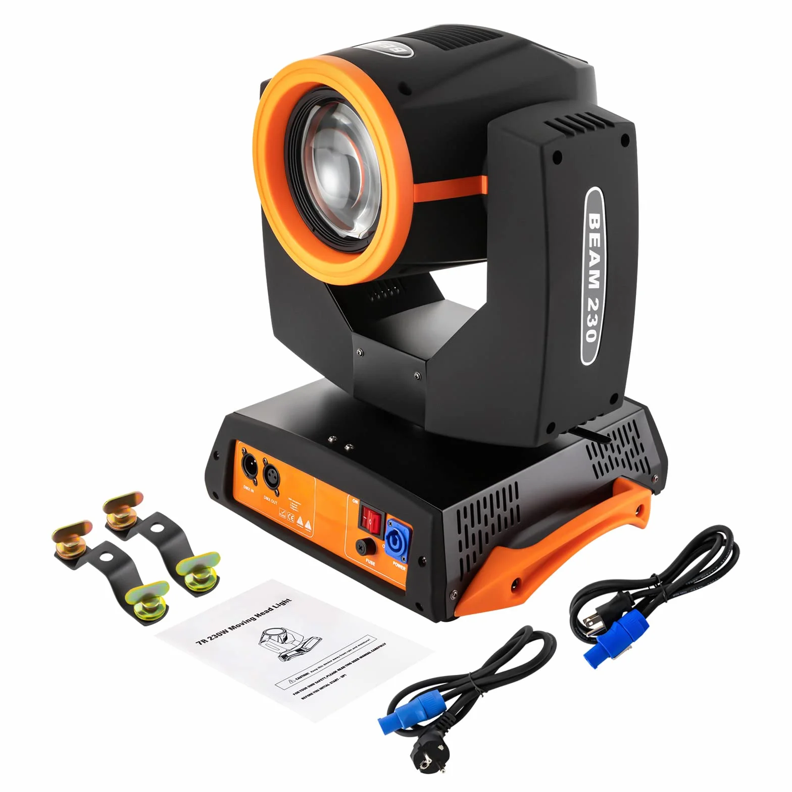 Moving Head, 230 W 7R Beam iluminación de escenario Faro Moving Head Light DMX512 con 8+16 prisma 14 colores 17 gobos rotación 540° para fiesta DJ discoteca club bar boda concierto espectáculo en vivo