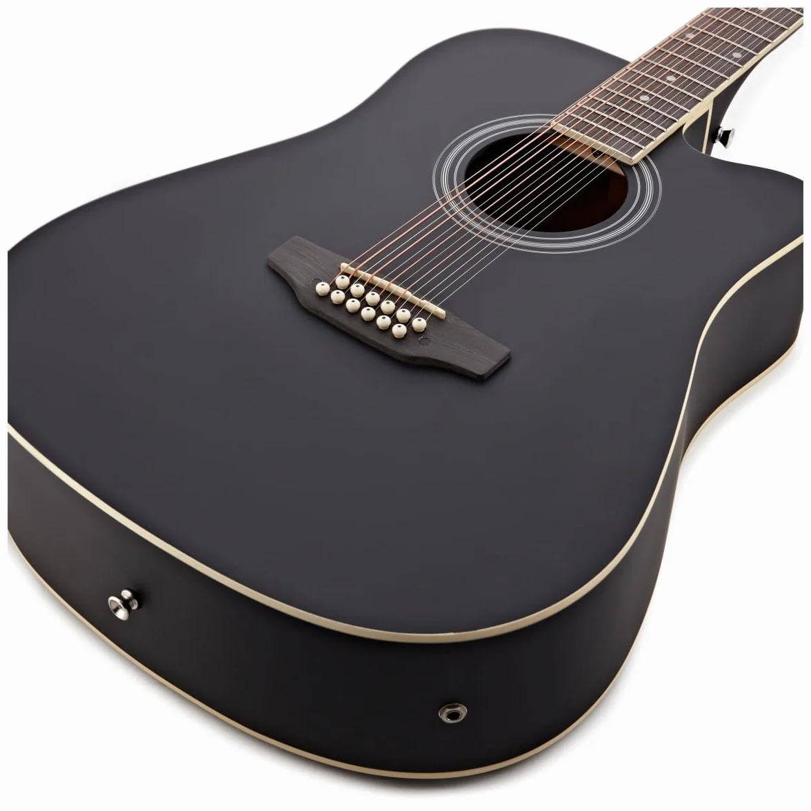 Guitarra Electroacústica Dreadnought de 12 Cuerdas de Gear4music Negro