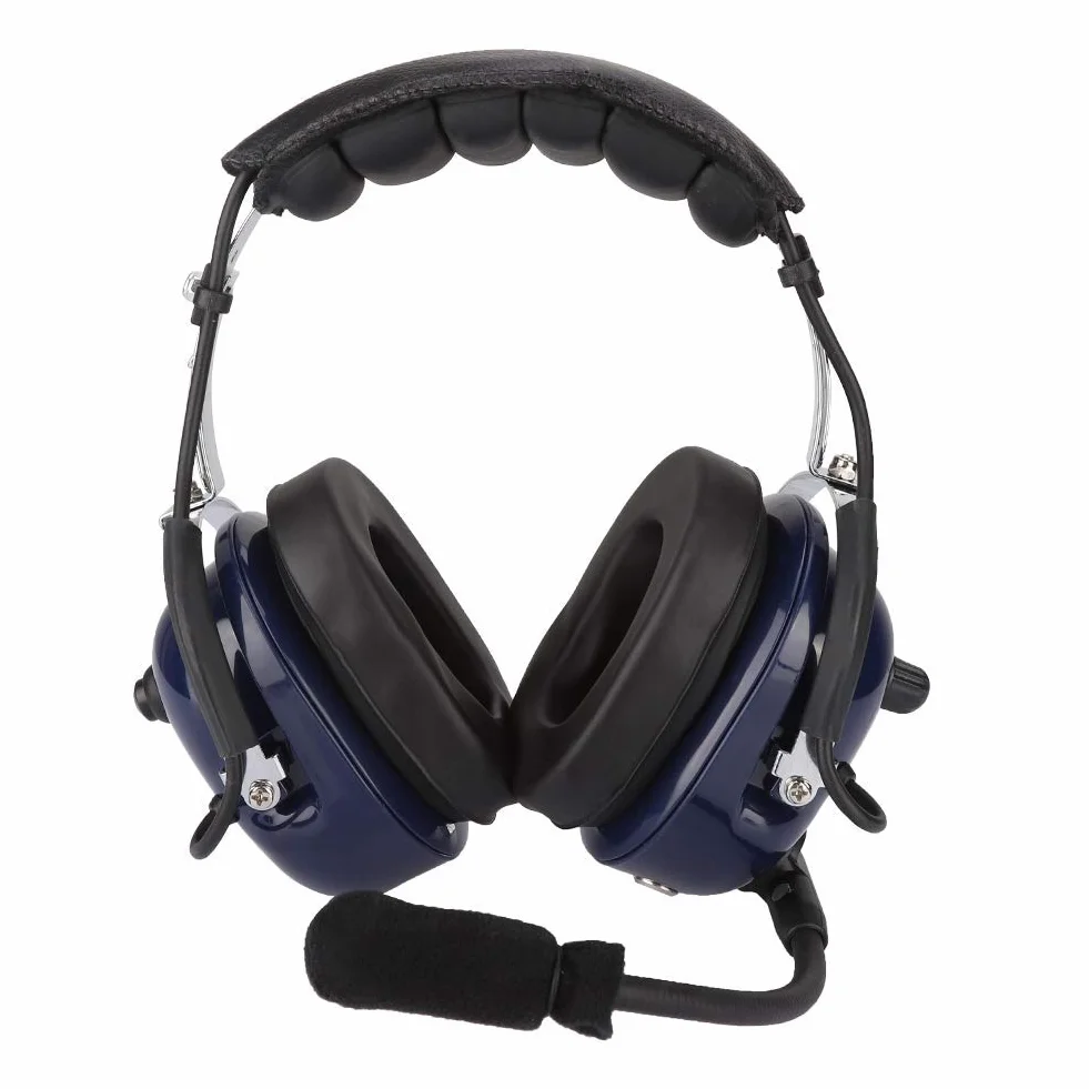 ASHATA Auriculares de aviación general de 3,5 mm, auriculares piloto de doble enchufe, auriculares de reducción de ruido para pilotos