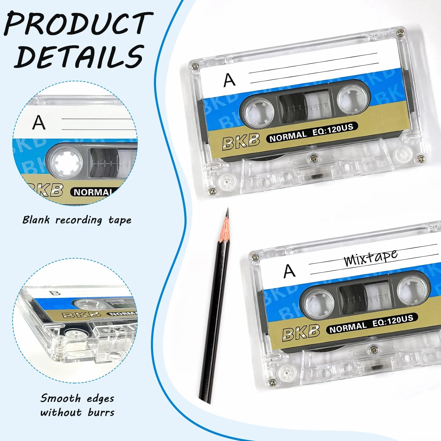 Casetes de Audio Vírgenes Pack de 5 Accesorios para Reproductores Grabación