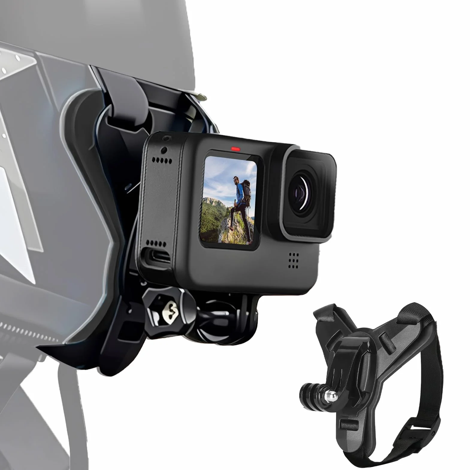 Soporte Casco de Moto Mento para GoPro Hero 13 12 11 10 9 8 7 6 5 para dji OSMO Action 5 Pro 4/3 para Soporte de Cámara de Gancho J Session Cámara de Acción Accesorios Silicona Antideslizante