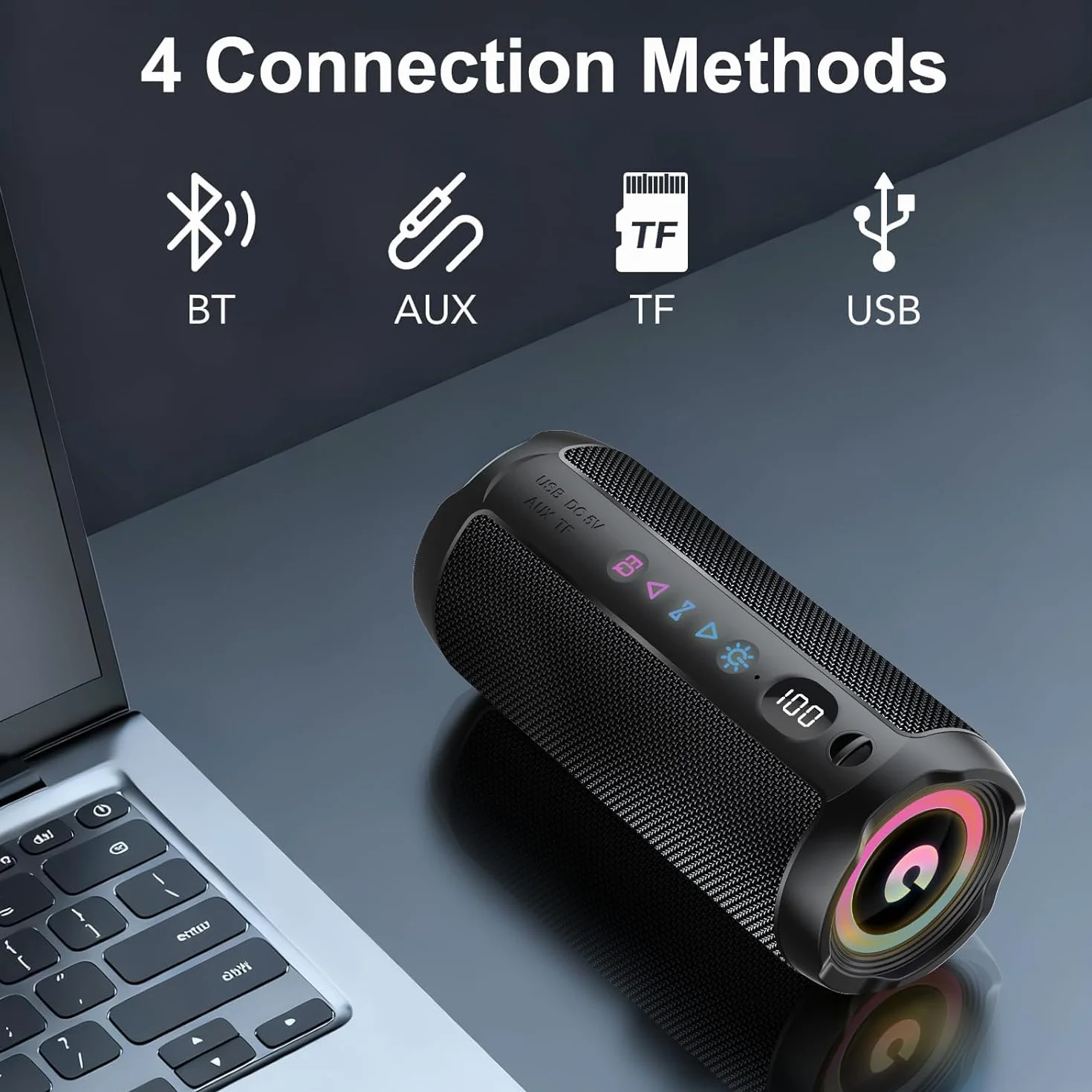 Altavoz Bluetooth Portátil 25W IPX7 TWS RGB Graves Duales 25H