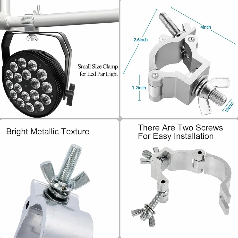 Dispositivo de Suspensión,Truss O Clamps Aluminio,Truss Clamp Abrazadera para Luces de Escenarios,10PCS Garra para Truss con Diámetro 48-52mm con una Carga Máxima de 200kg para Luz Par,Cabeza Móvil