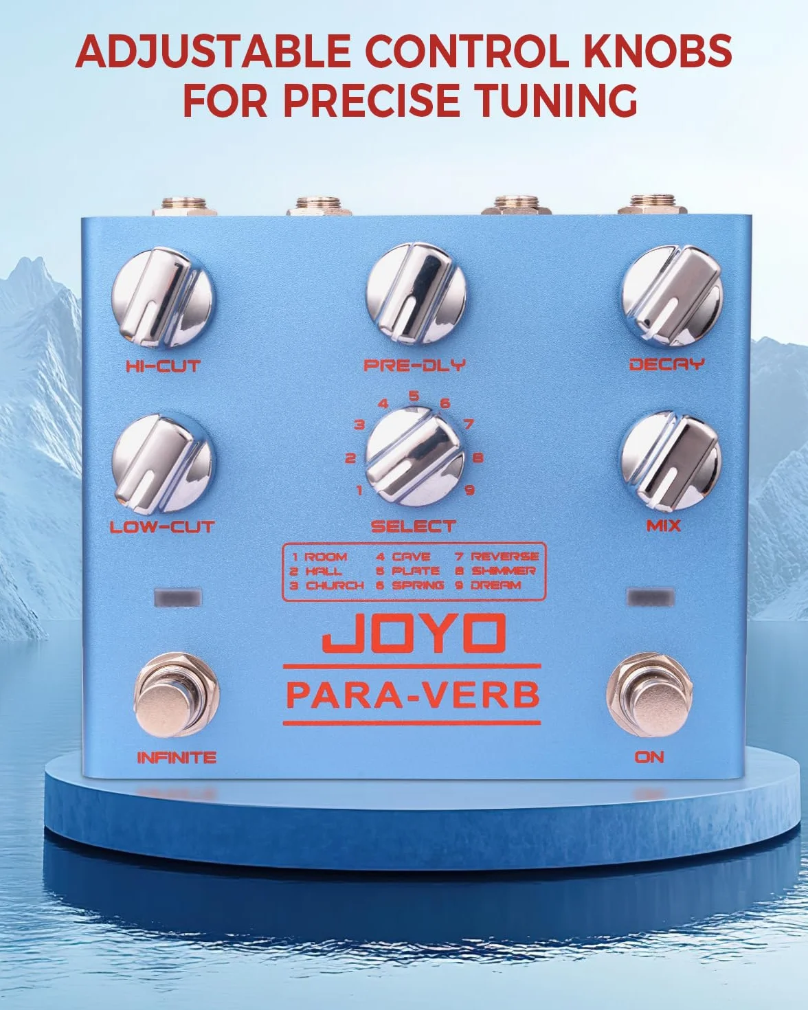 Pedal de reverberación JOYO Pedal digital estéreo para guitarra con 9 efectos de reverberación Funciones infinitas y de cola para guitarra eléctrica - True Bypass (PARA-VERB R-31)