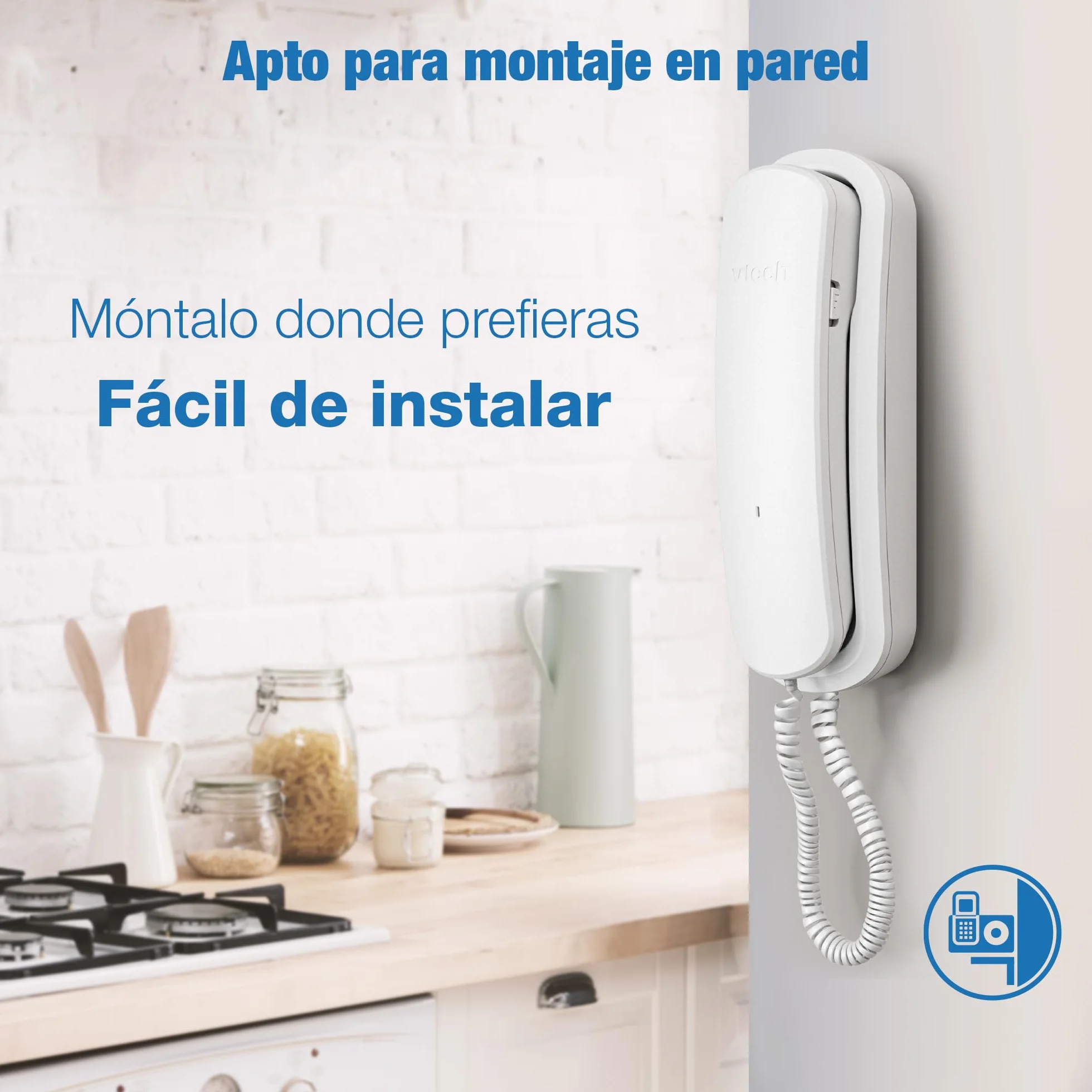 VTech CD1100 Teléfono Fijo con Cable, Control Volumen Timbre y Auricular, Rellamada, Compatible Audífonos, Apto Sobremesa Pared