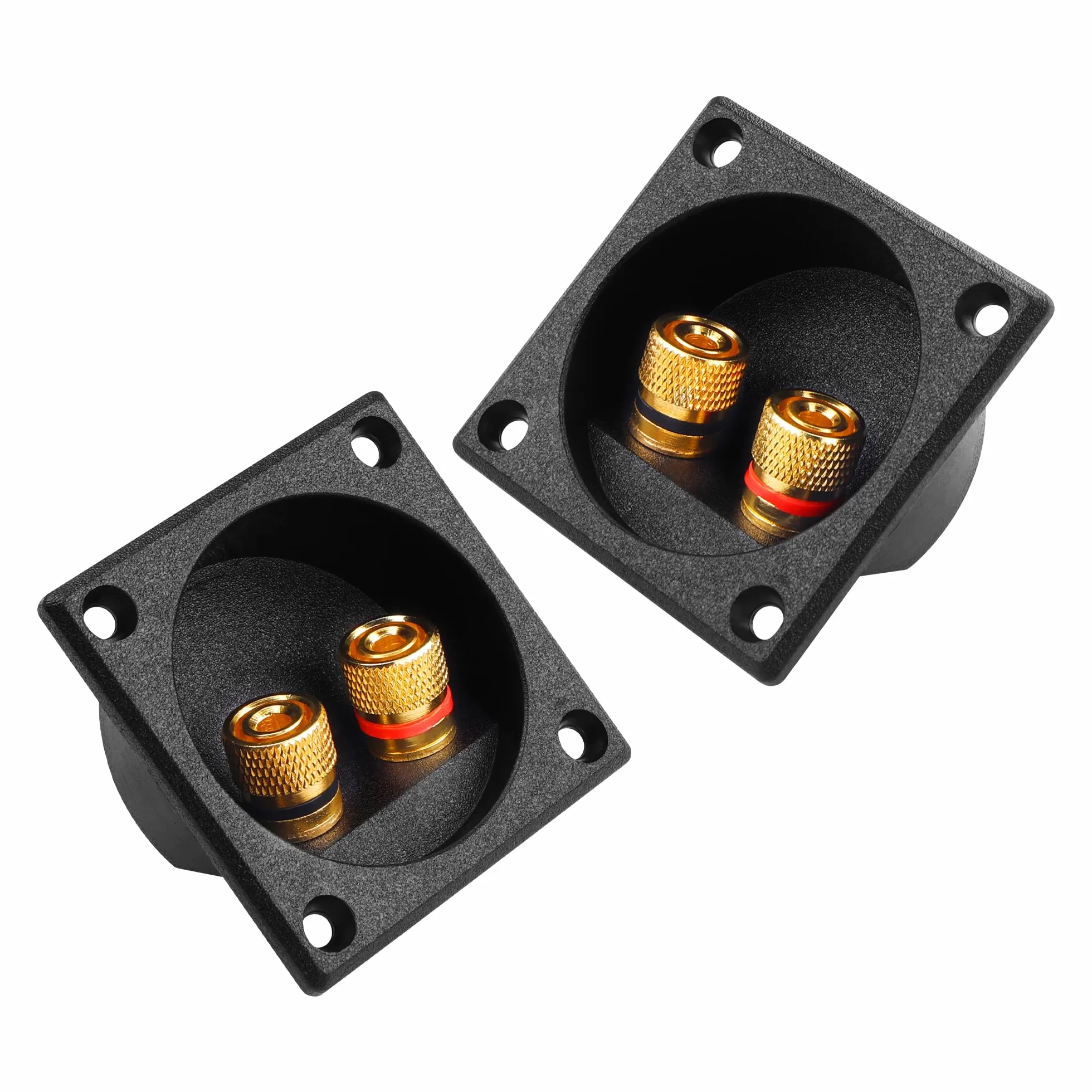 Terminal de Caja de Conexión de Altavoz, 57X57mm 2 Way Binding Post Terminal de Caja de Subwoofer para Auto/Home Audio DIY（2 Pack）