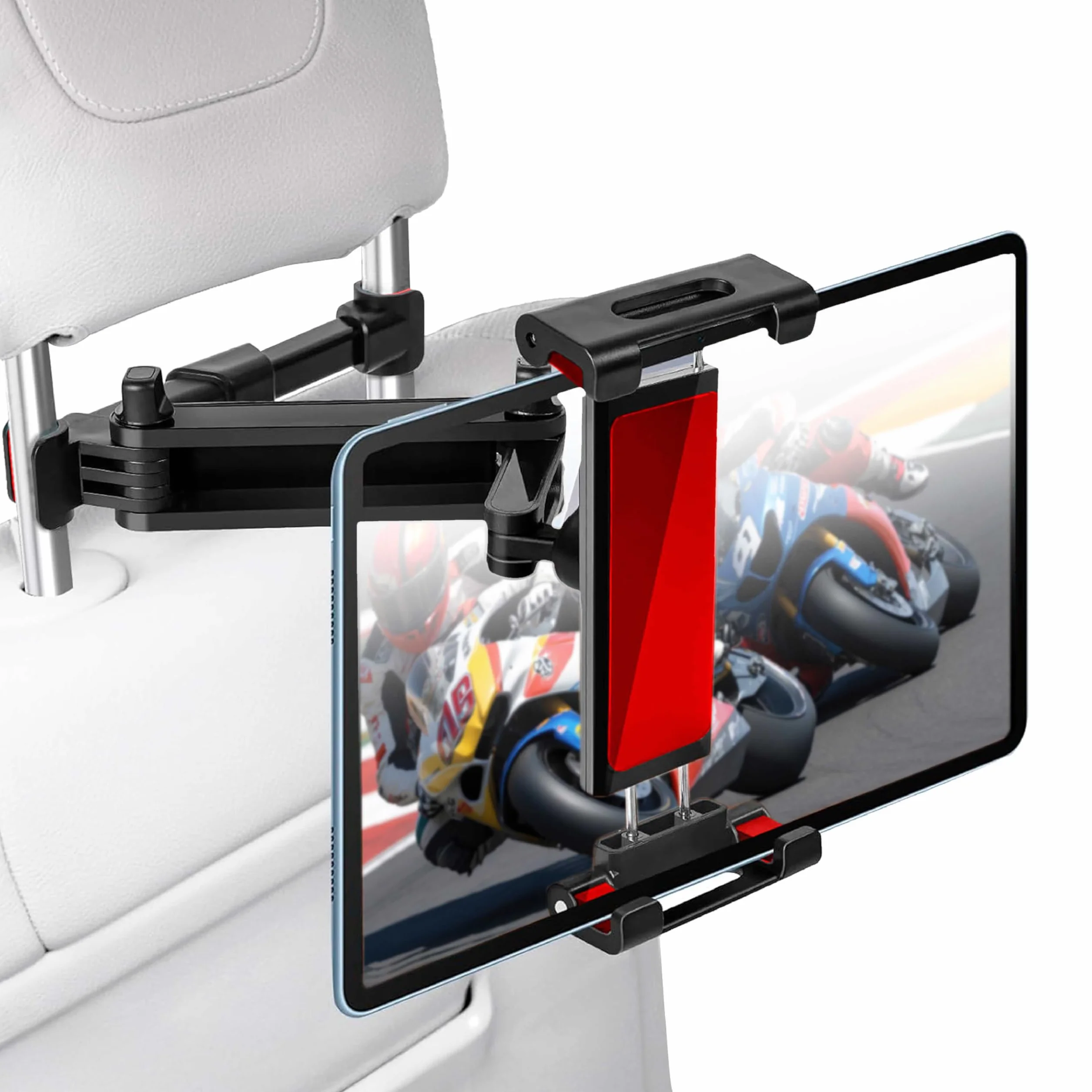 OcioDual Soporte Tablet Coche Reposacabezas, Abrazadera para Reposacabezas, Soporte para Tablet Coche Extensible, Rotación 360º, Sujeta moviles y Tablets Entre 4,4" y 11"