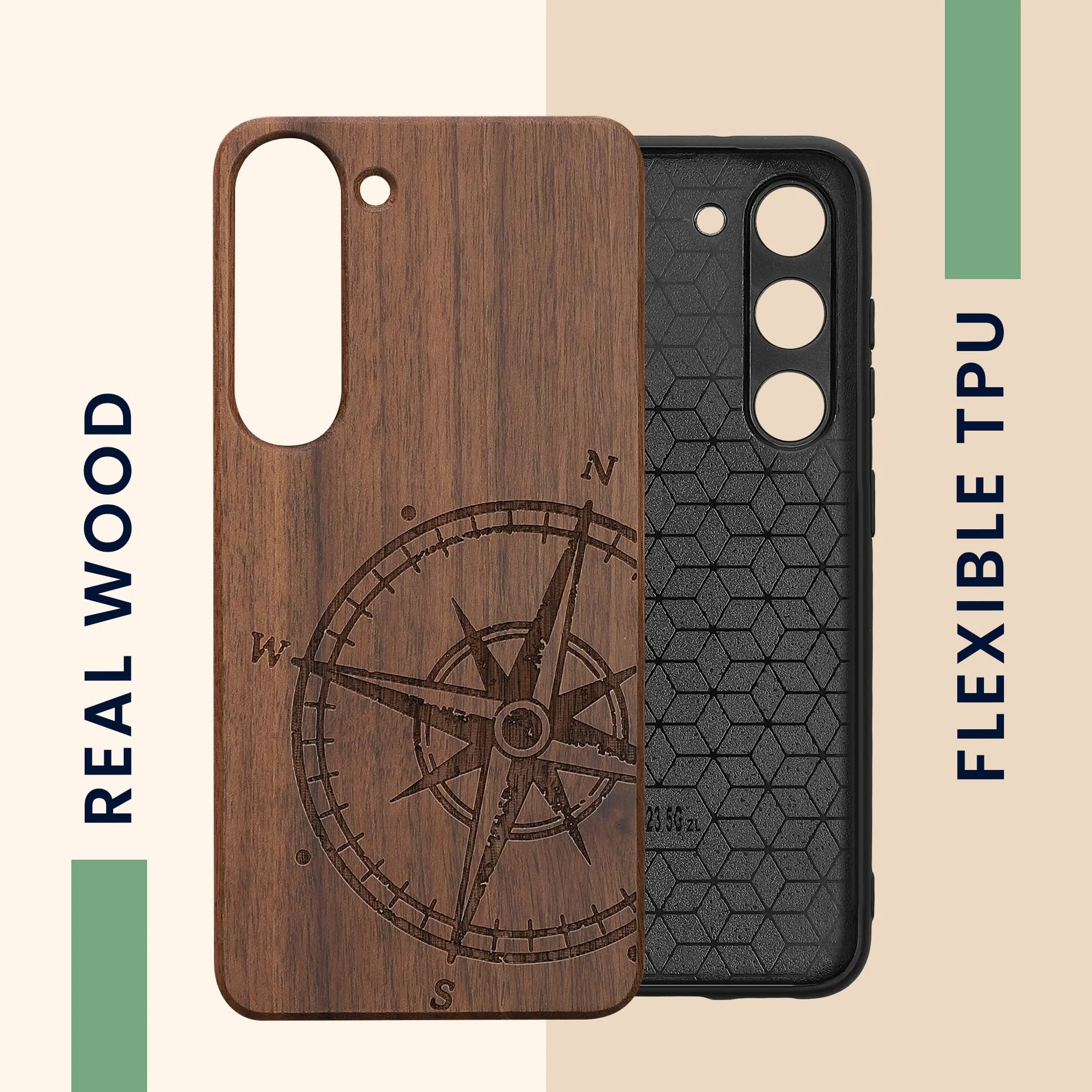kwmobile Carcasa Compatible con Samsung Galaxy S23 Funda de Madera con Bumper antigolpes