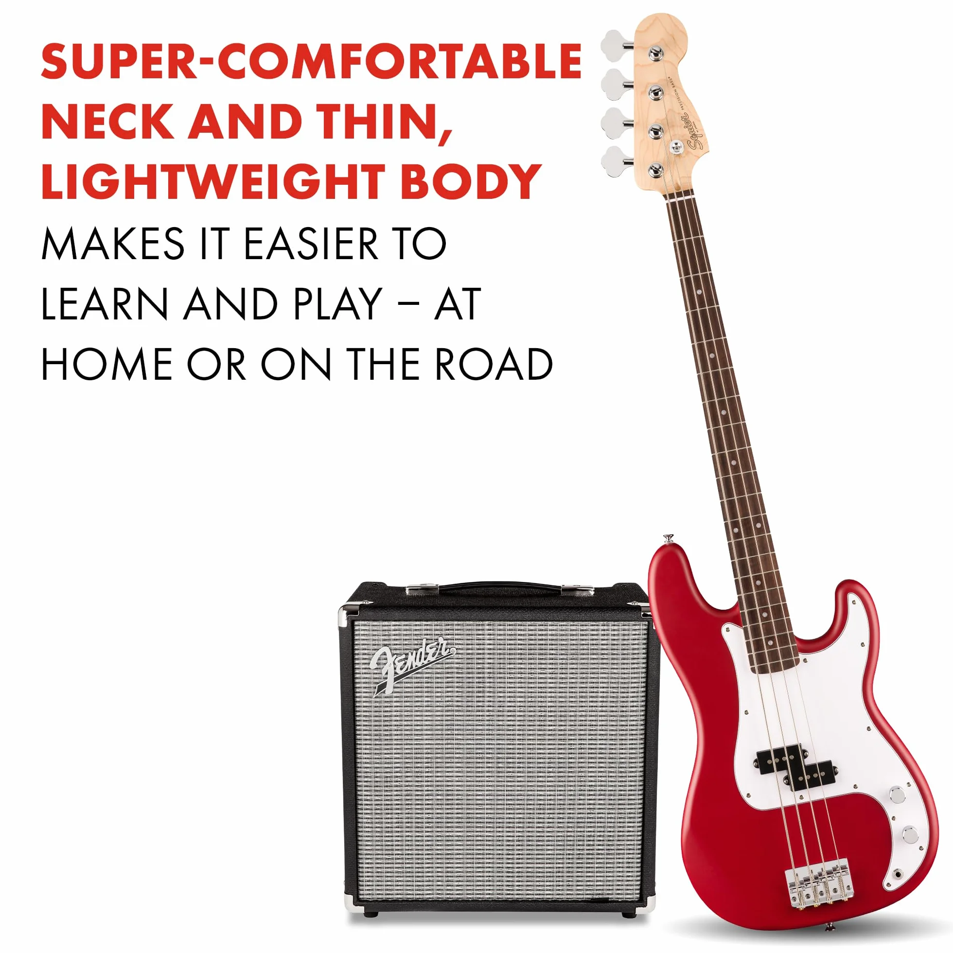 Fender Squier Debut Series Precision Bass Guitarra Bajo, Guitarra para Principiantes, con 2 Años de Garantía, Rojo Dakota