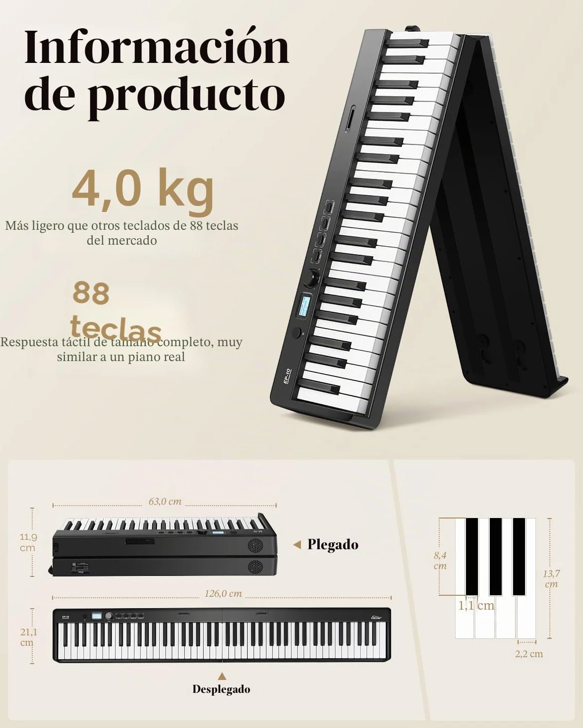 Eastar EP-10 88 Keys Fold Piano