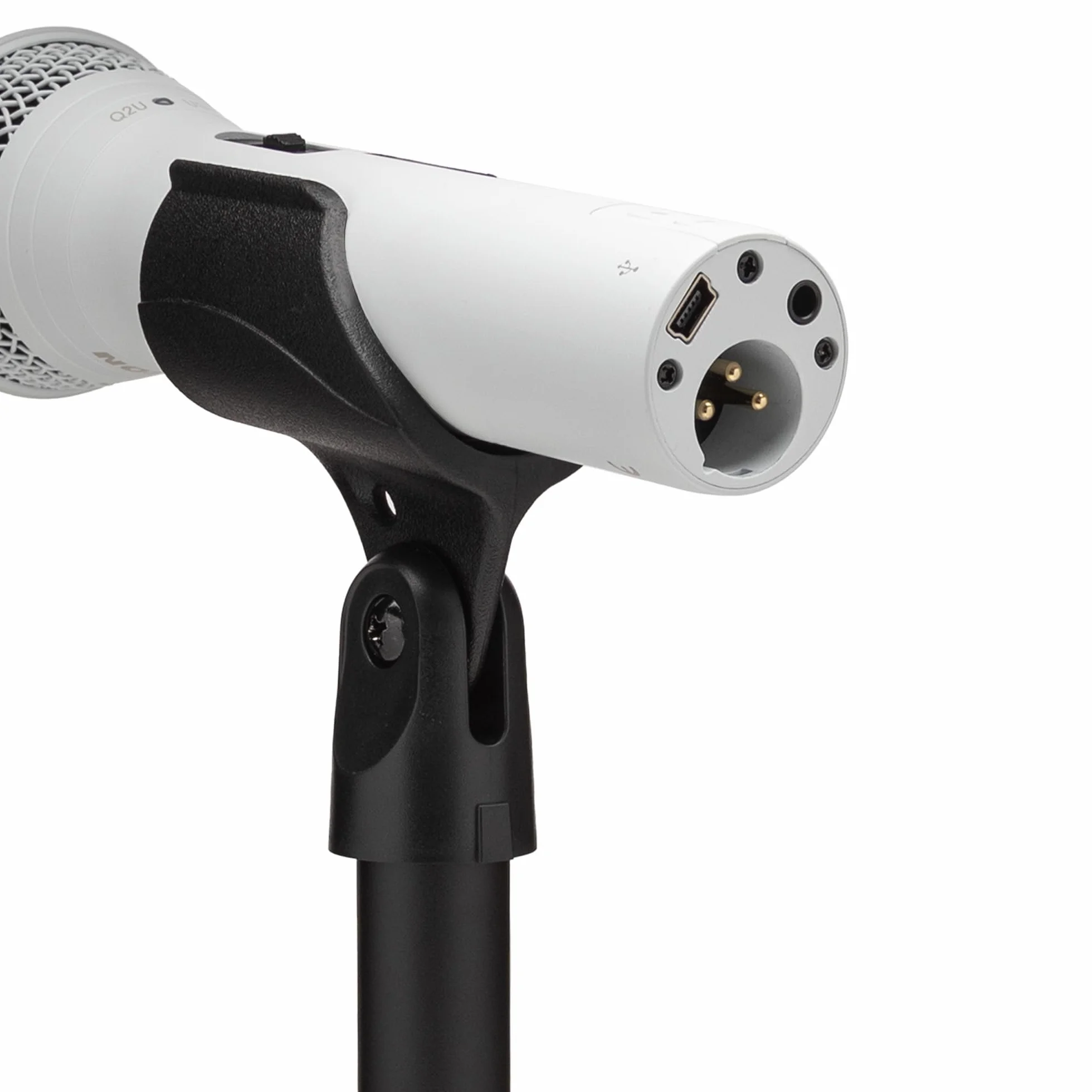 Samson Q2U Micrófono dinámico de mano USB y XLR con patrón polar cardioide para podcasting y transmisión en vivo (blanco)